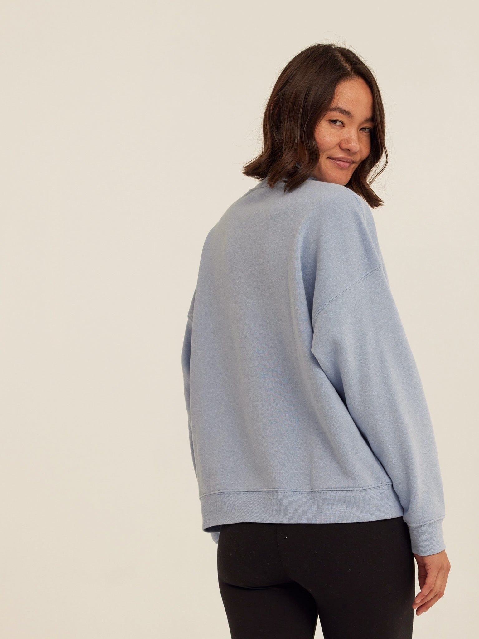 Karlie Triblend Fleece Mock Neck Pullover in Light Blue