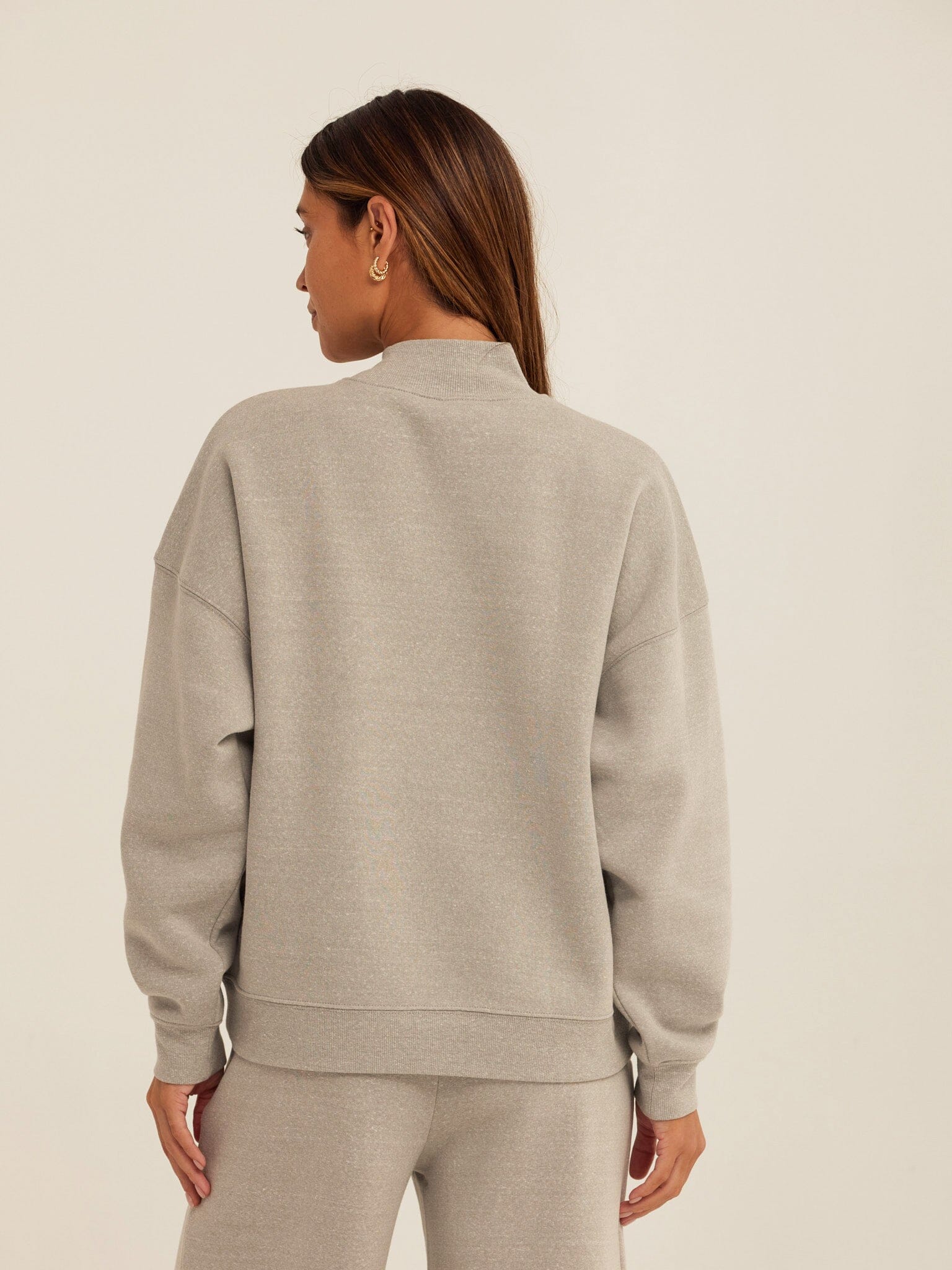 Karlie Triblend Fleece Mock Neck Pullover in Grey