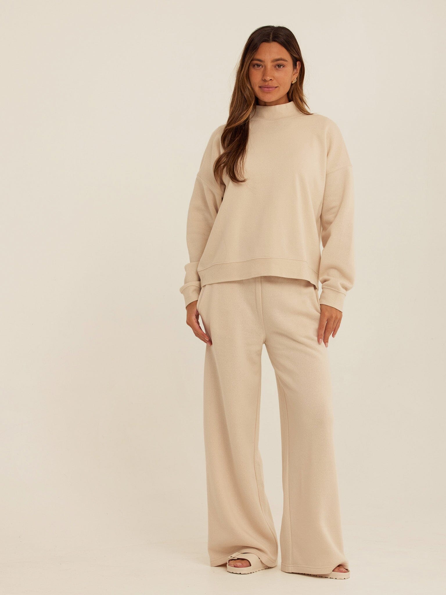 Women's Core Triblend Fleece Sweatpants in Beige and Cream