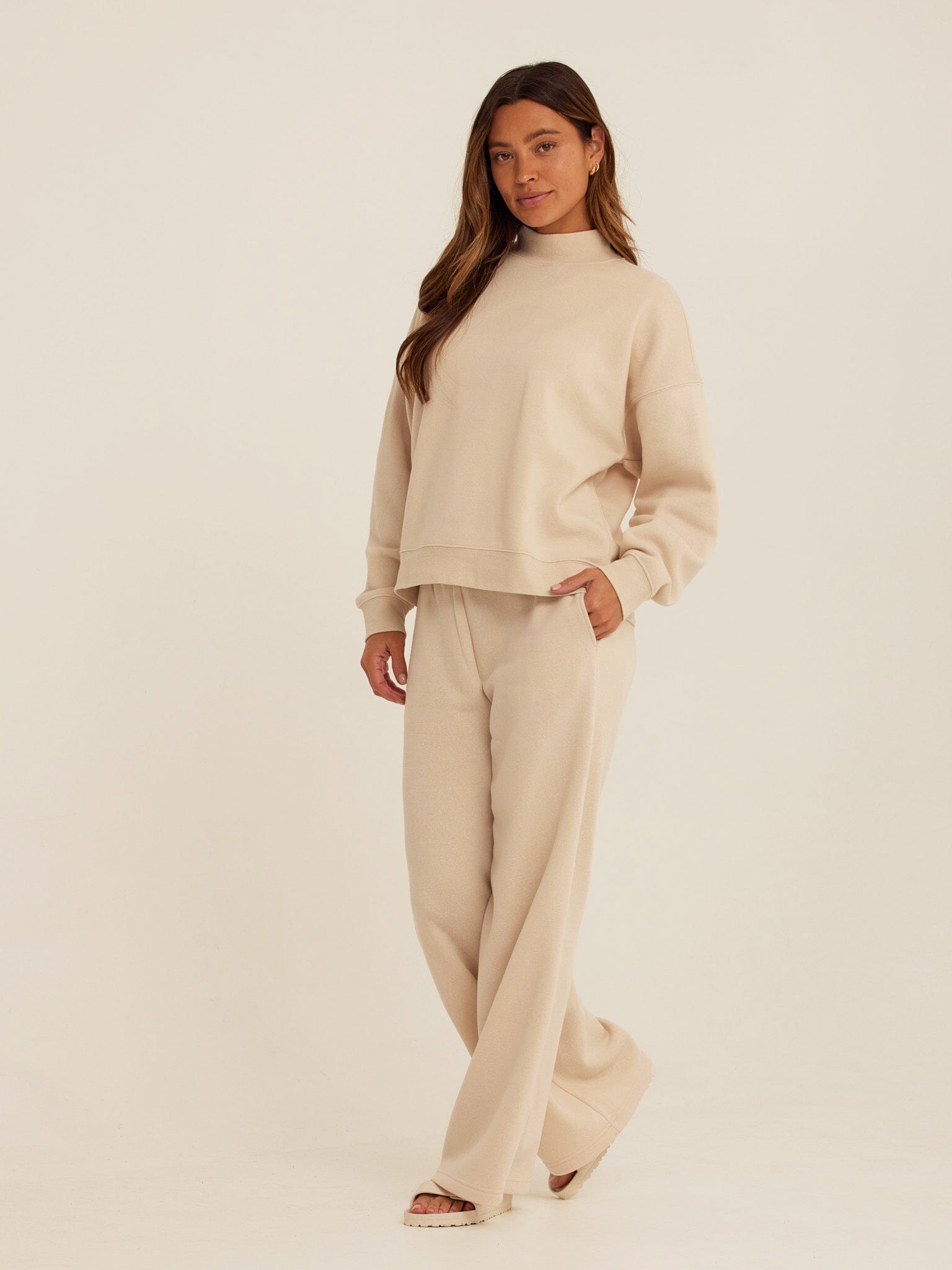 Women's Core Triblend Fleece Sweatpants in Beige and Cream