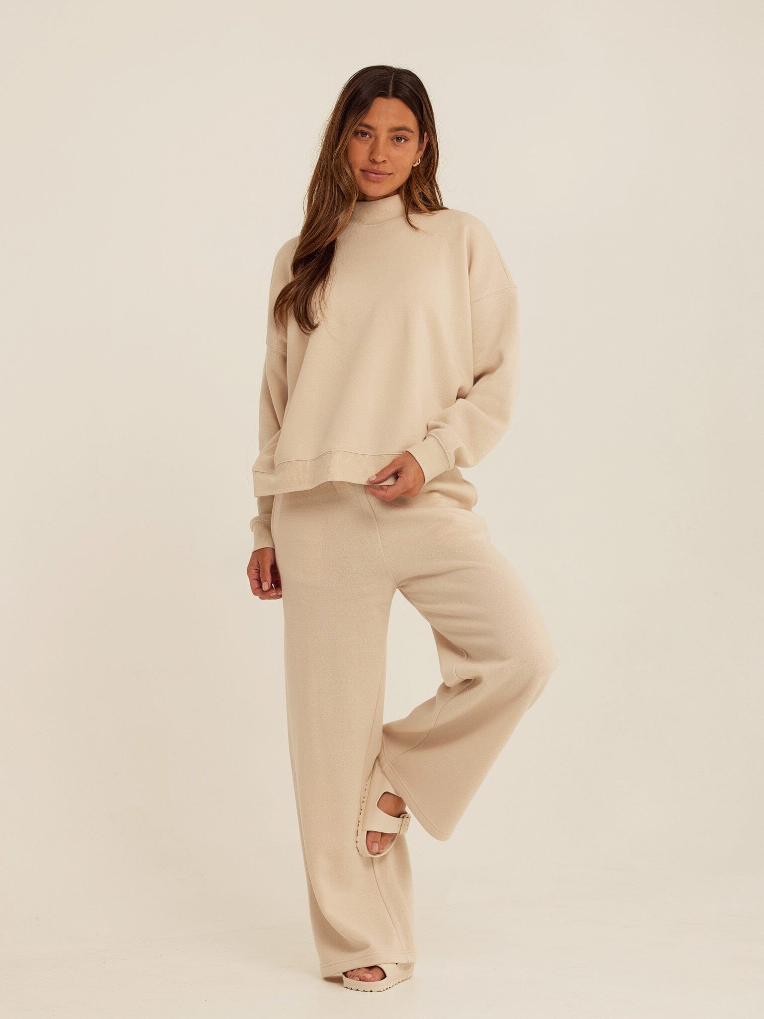 Triblend Fleece Mock Neck Pullover - Relaxed Fit Cozy Sweater
