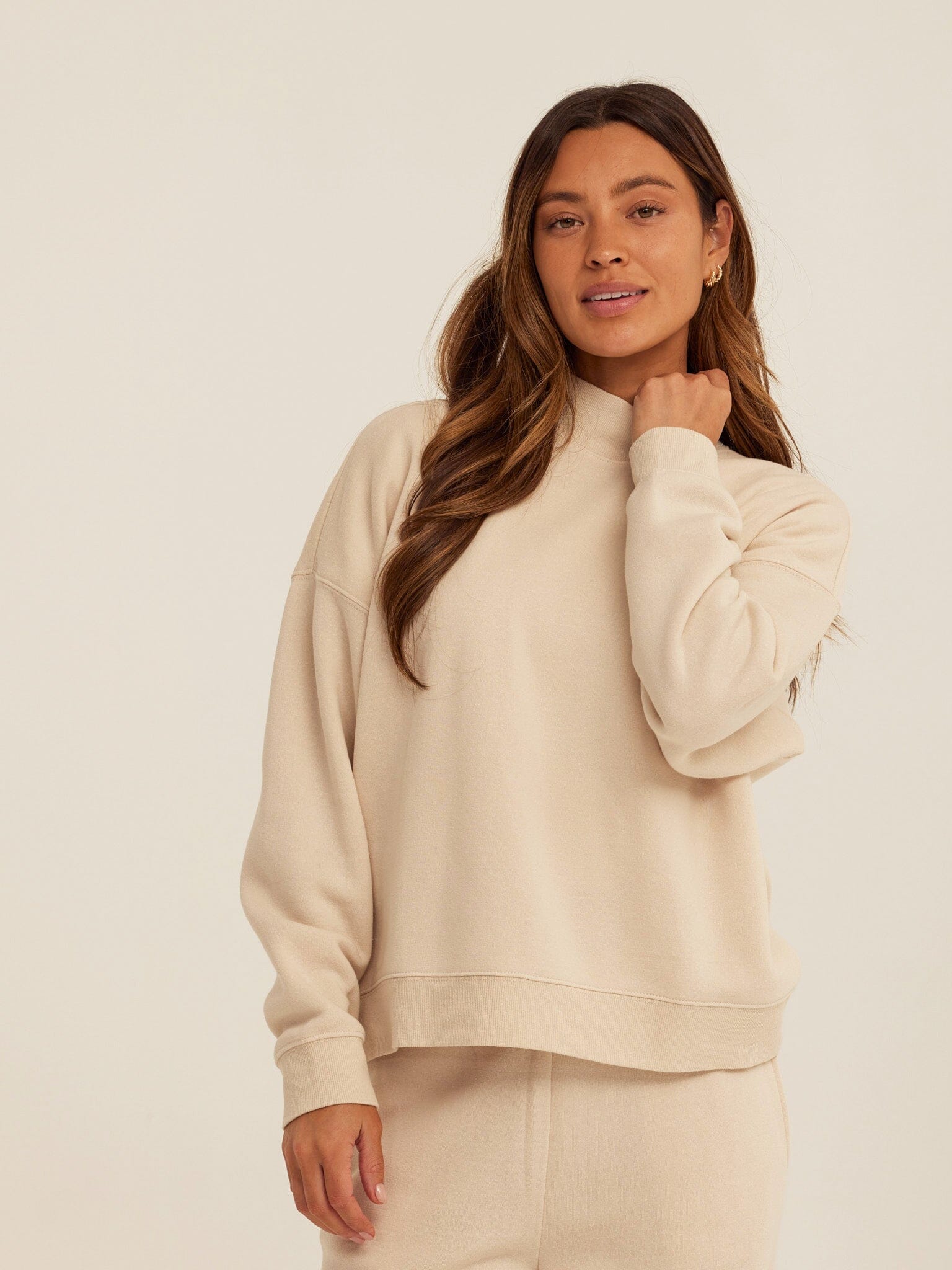 Triblend Fleece Mock Neck Pullover - Relaxed Fit Cozy Sweater