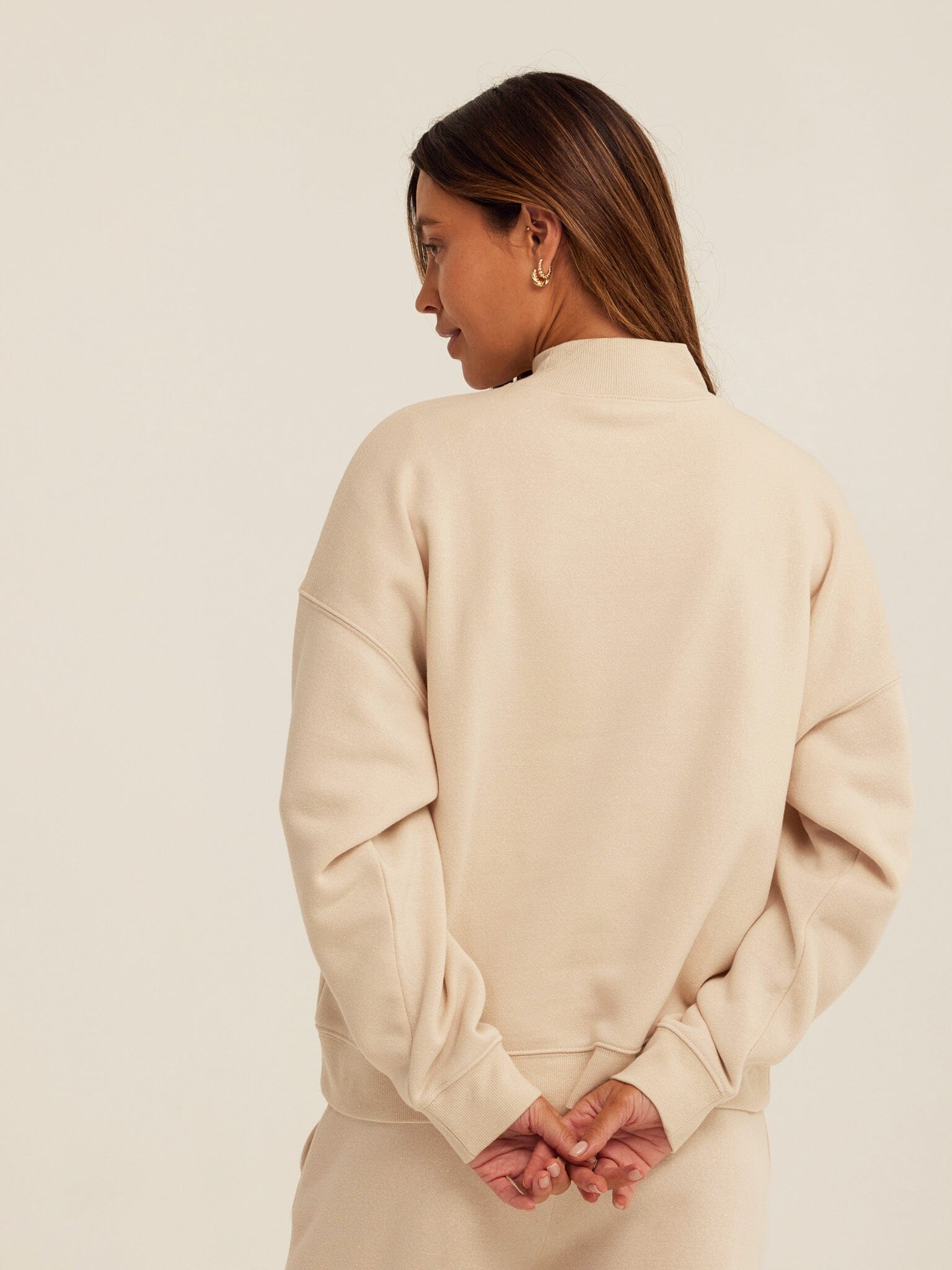 Triblend Fleece Mock Neck Pullover - Relaxed Fit Cozy Sweater