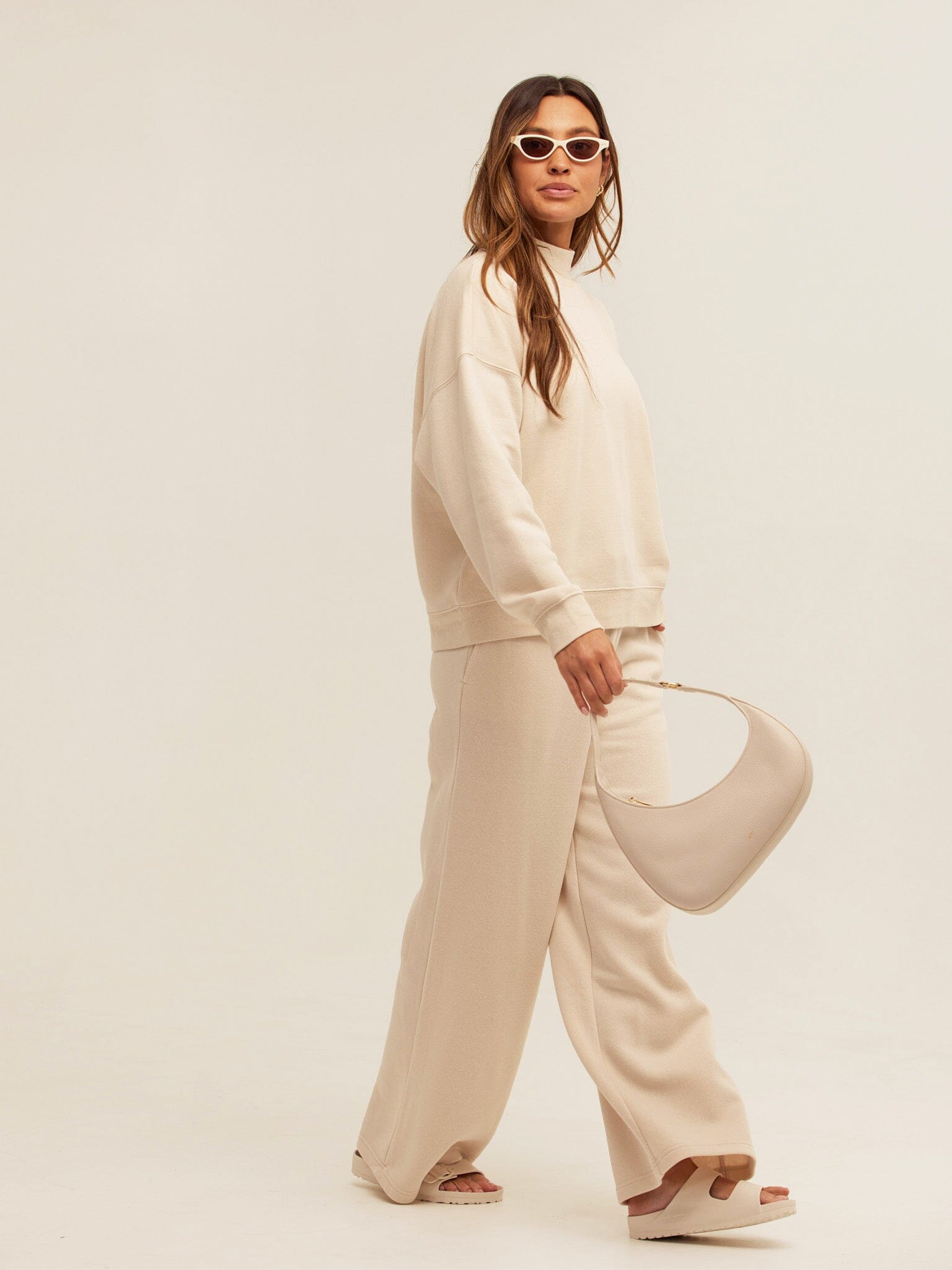 Women's Core Triblend Fleece Sweatpants in Beige and Cream