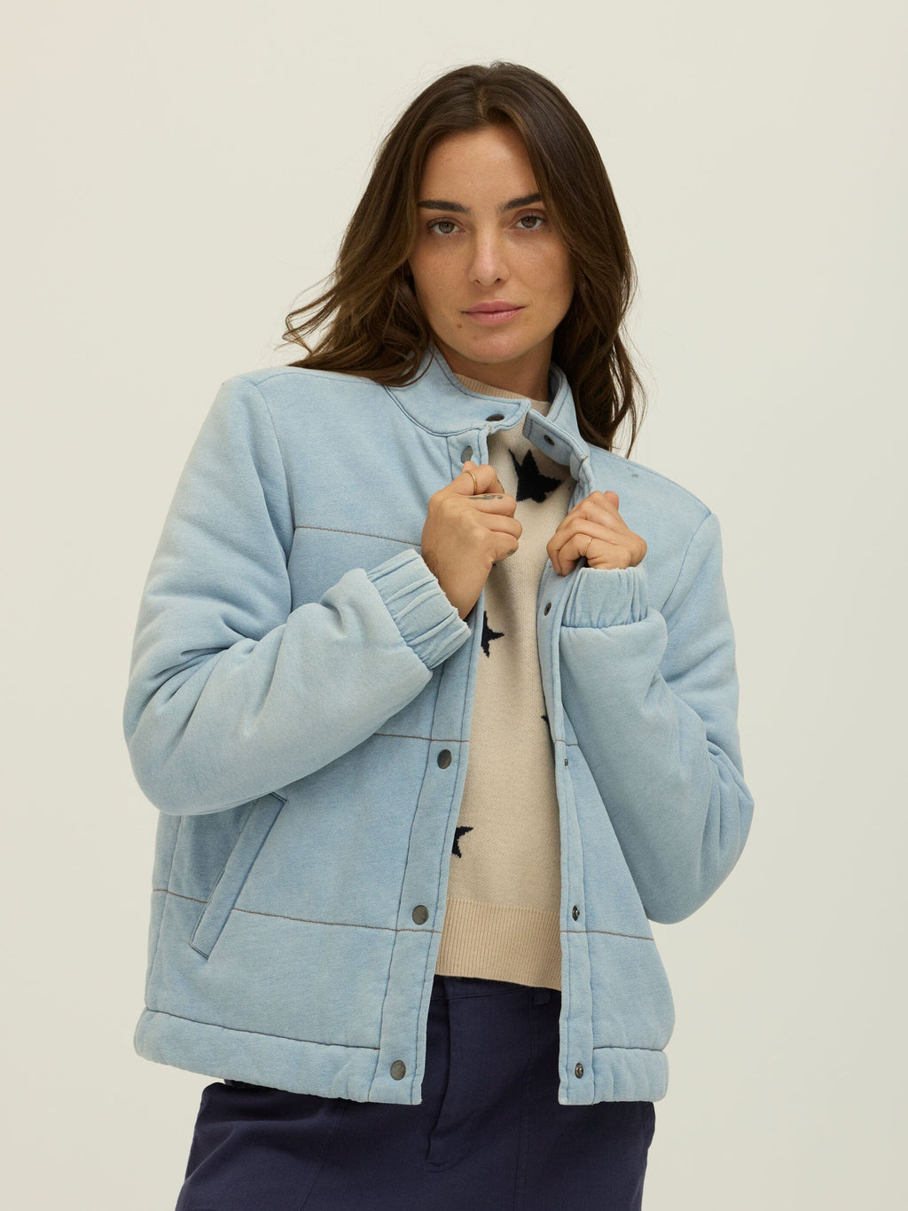 Malia Denim Terry Puffer Jacket