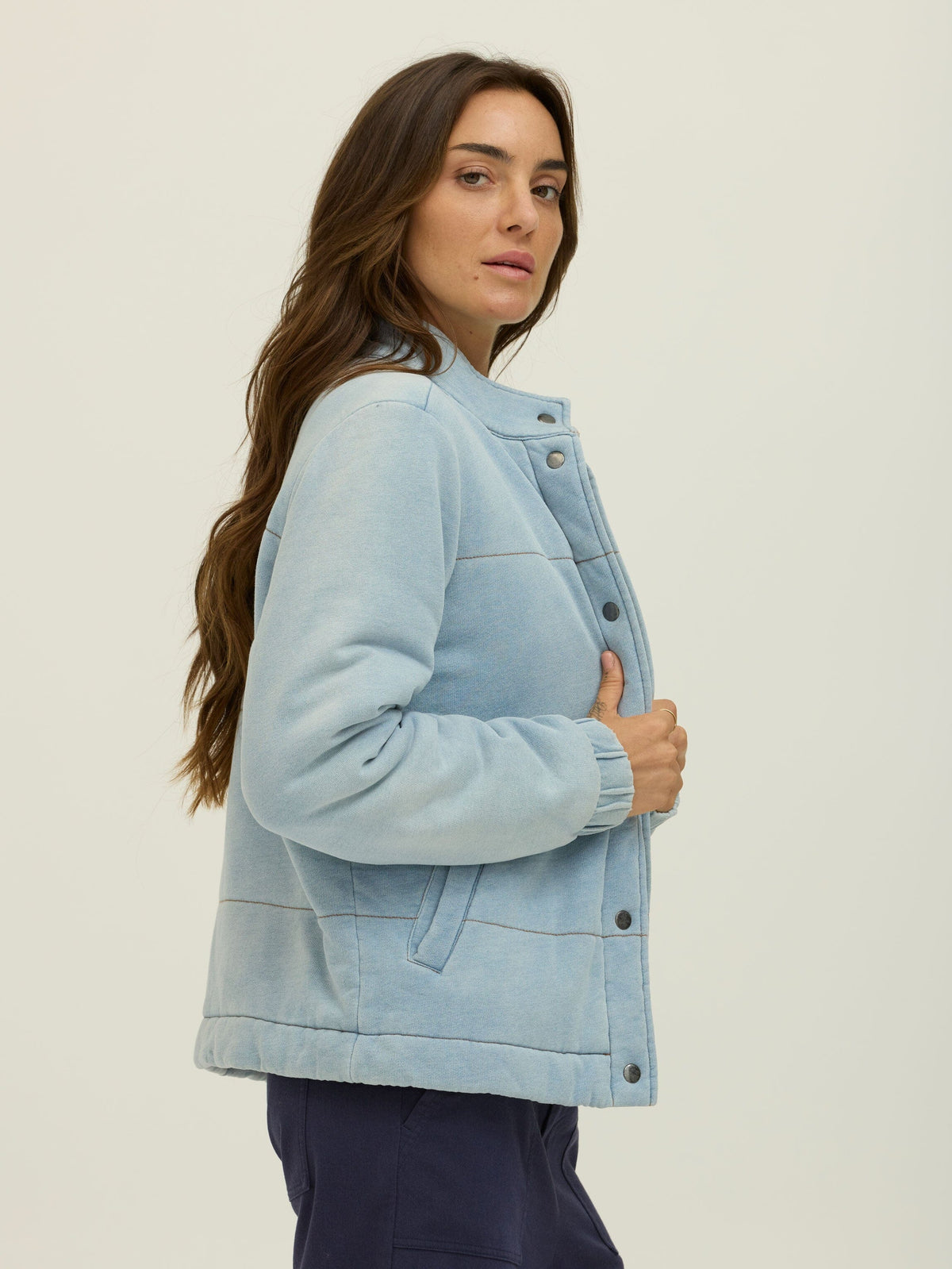 Malia Denim Terry Puffer Jacket
