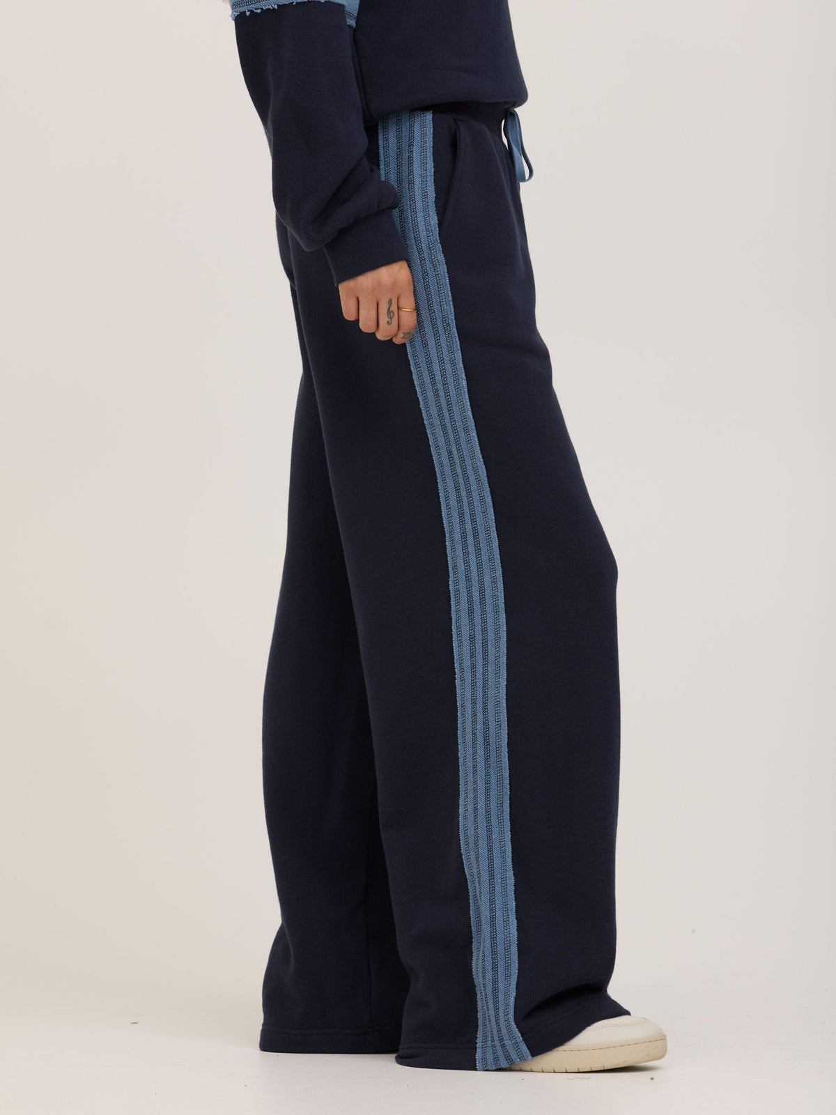 Tierney Cotton Terry Contrast Wide Leg Pant