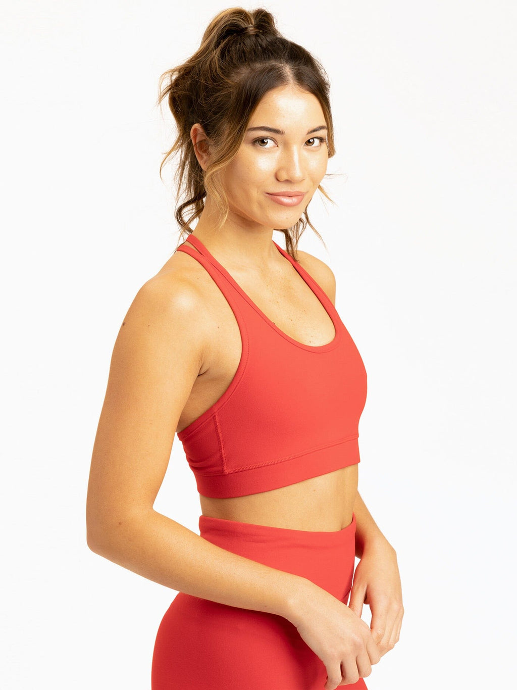 Comfort Fit Strappy Back Sports Bra in Red