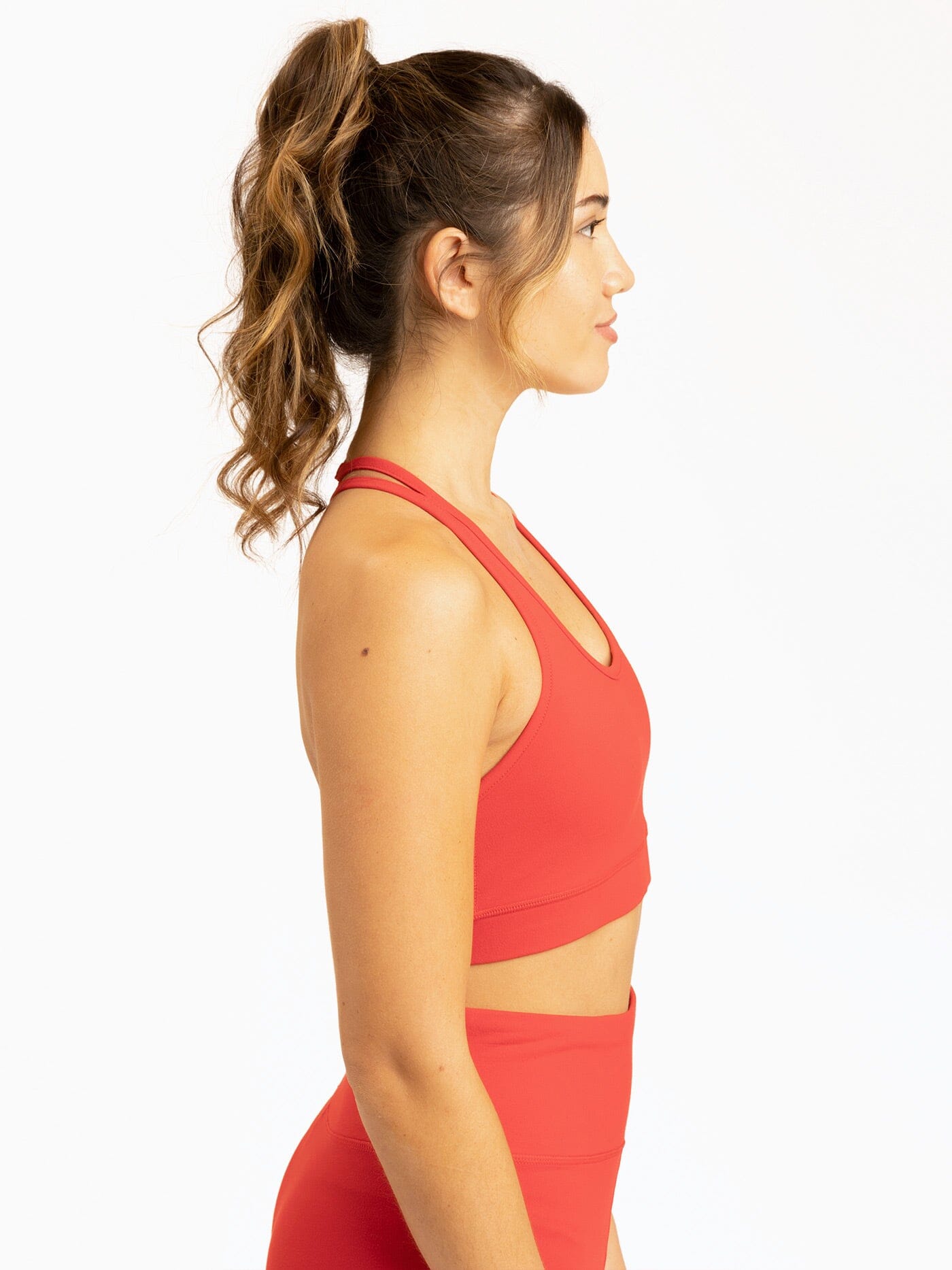 Comfort Fit Strappy Back Sports Bra in Red