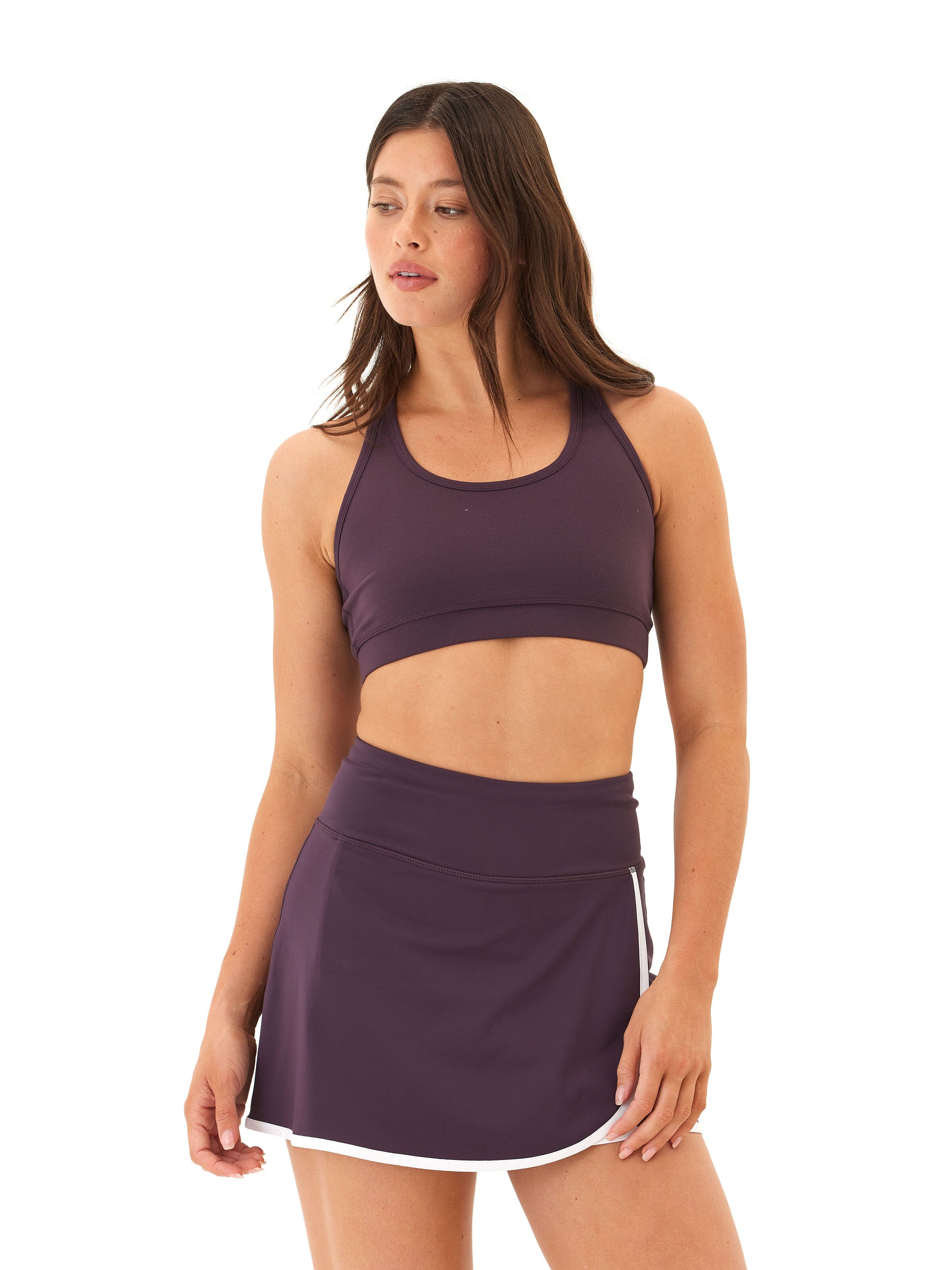 Comfort Fit Sports Bra with Strappy Back in Dark Purple