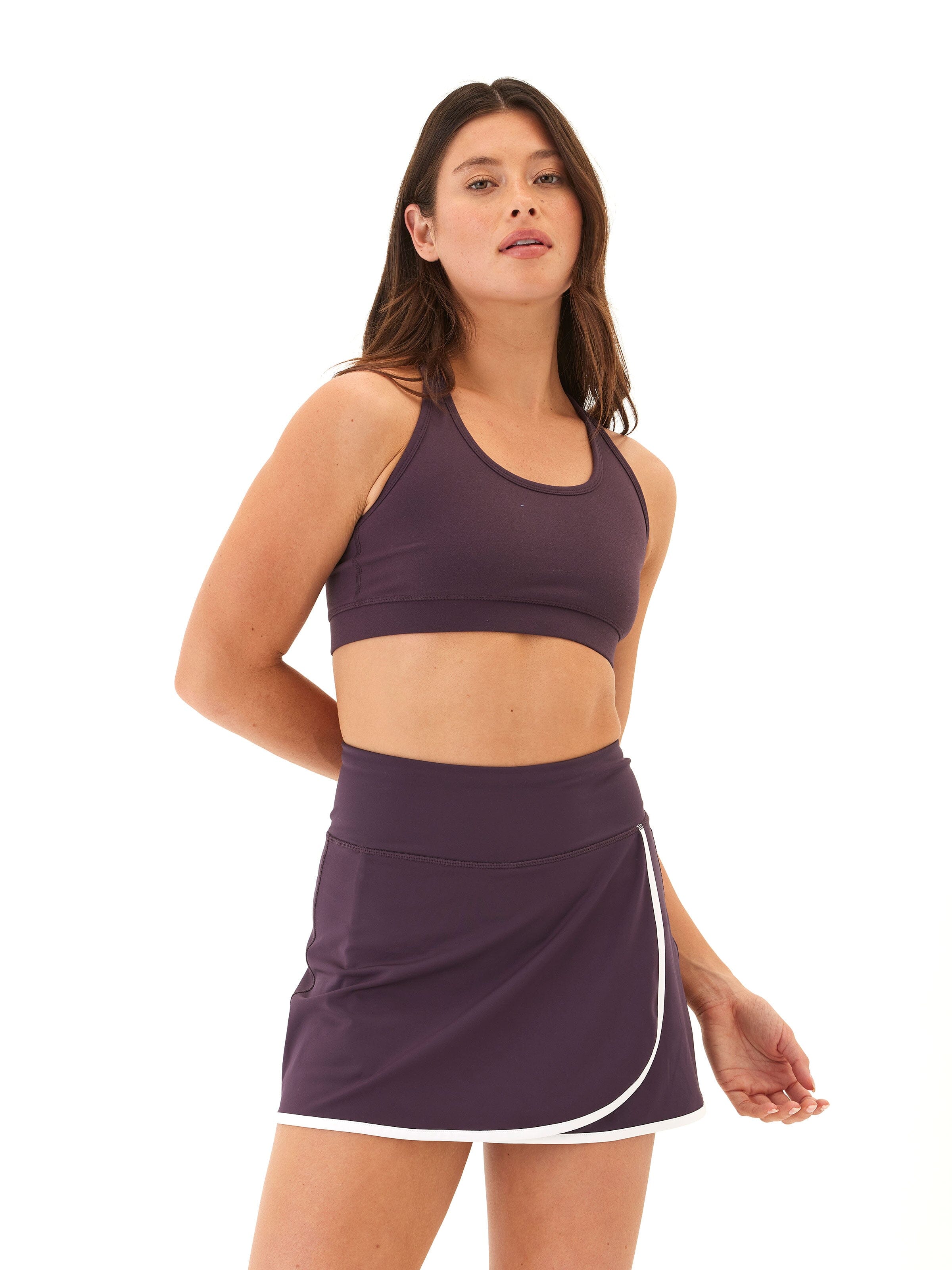 Comfort Fit Sports Bra with Strappy Back in Dark Purple