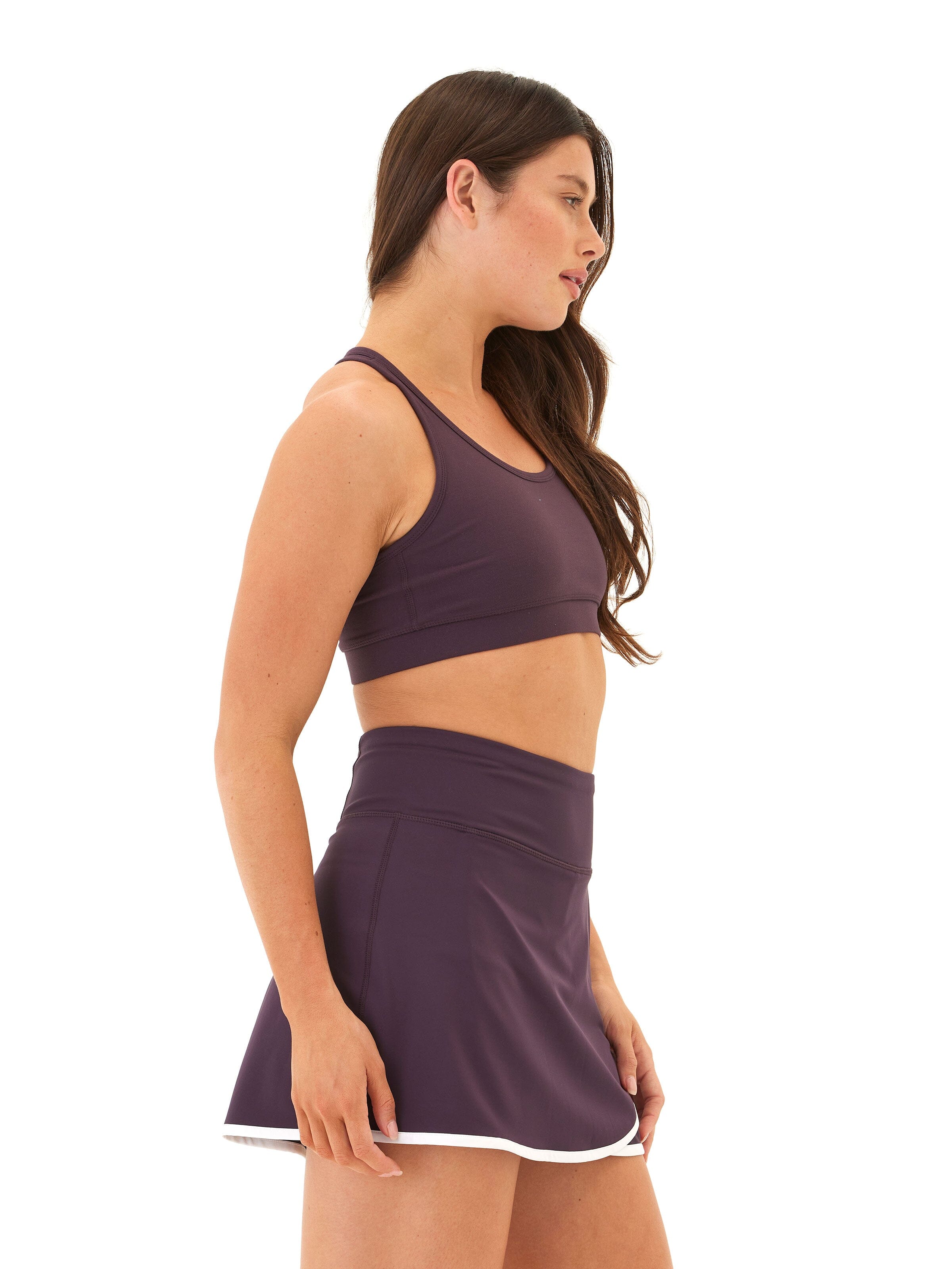 Comfort Fit Sports Bra with Strappy Back in Dark Purple