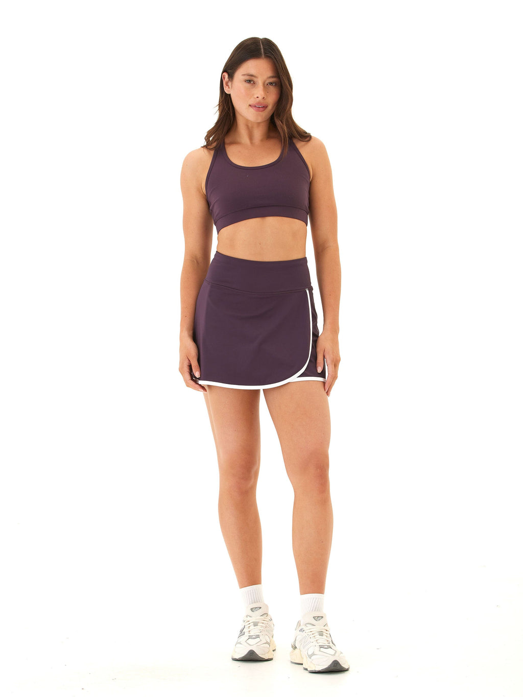 Comfort Fit Sports Bra with Strappy Back in Dark Purple
