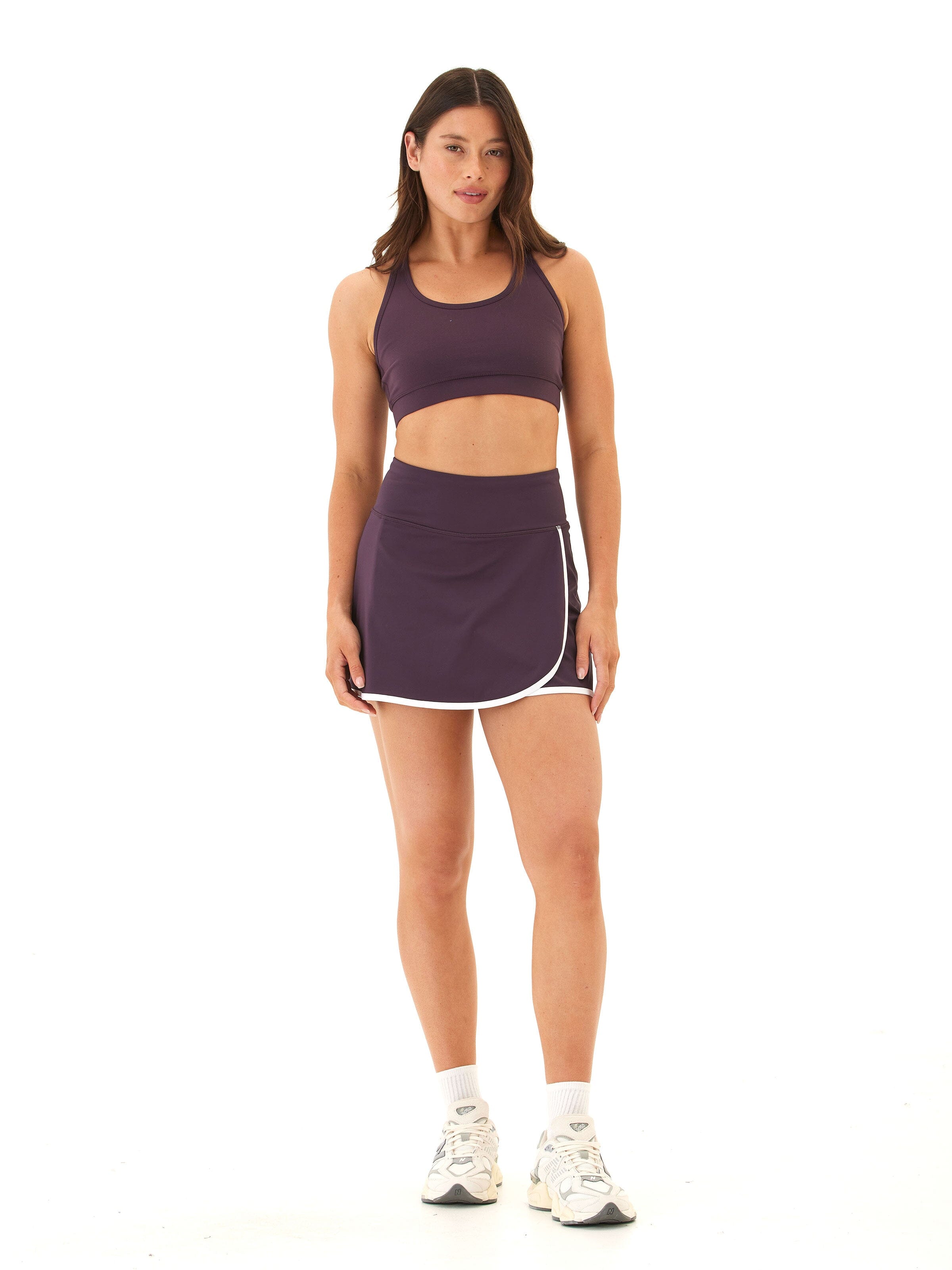 Comfort Fit Sports Bra with Strappy Back in Dark Purple