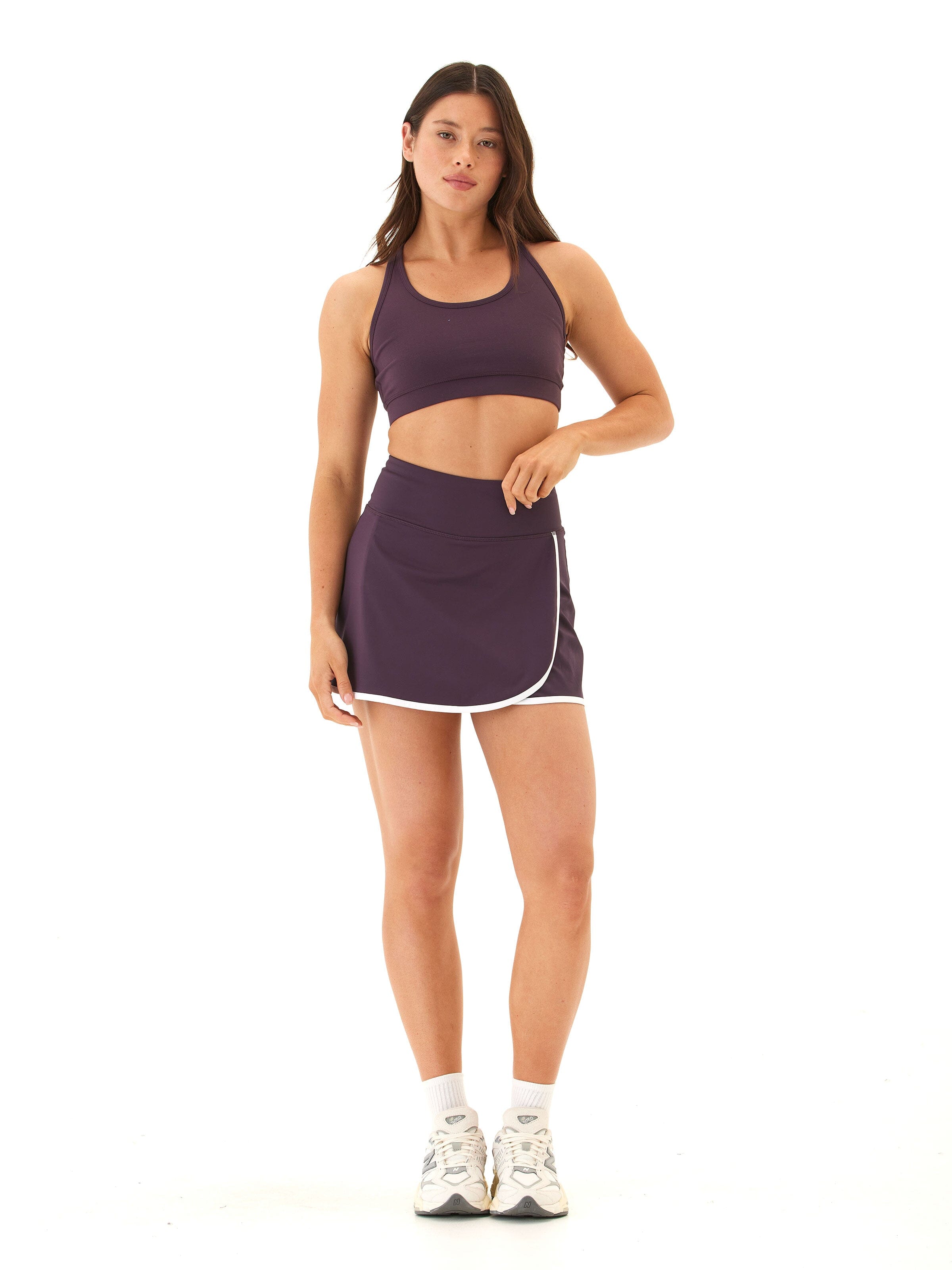 Comfort Fit Sports Bra with Strappy Back in Dark Purple