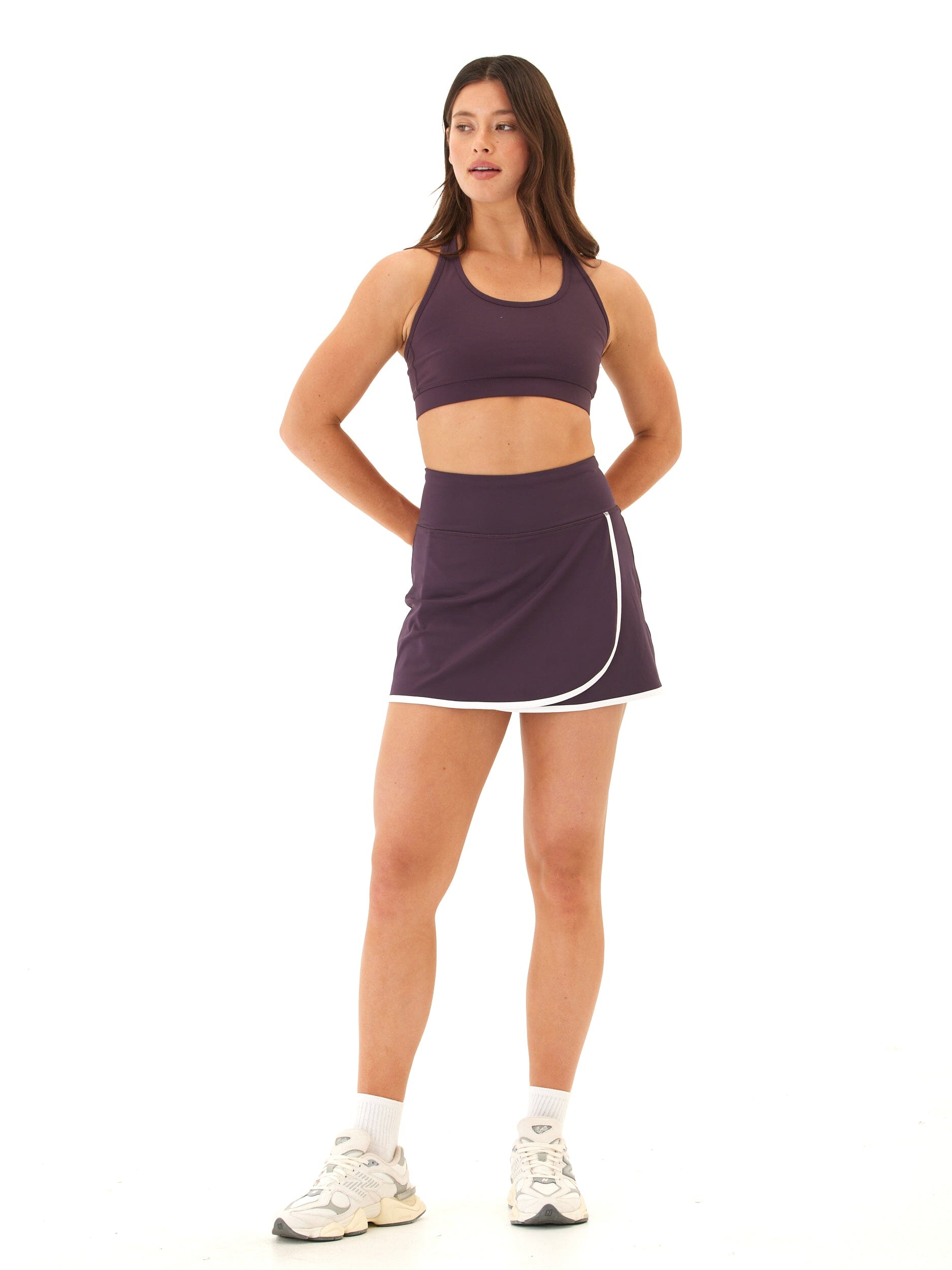 Nani Performance Contrast Trim Mini Skort High-Rise Athletic Skirt