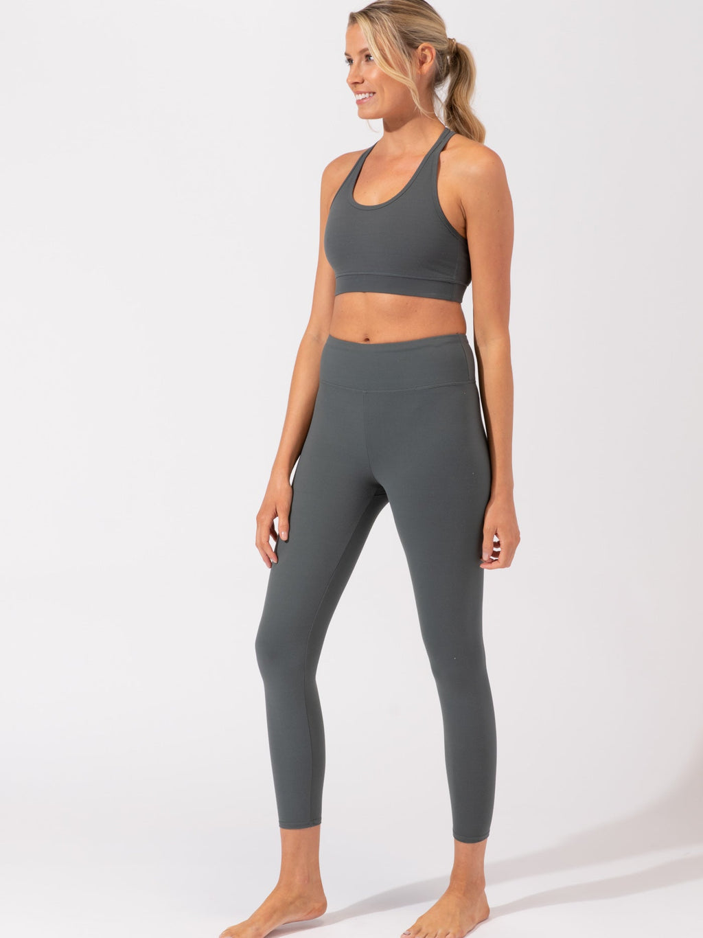 Comfort Fit Ankle Length Legging in Charcoal Gray High-Rise