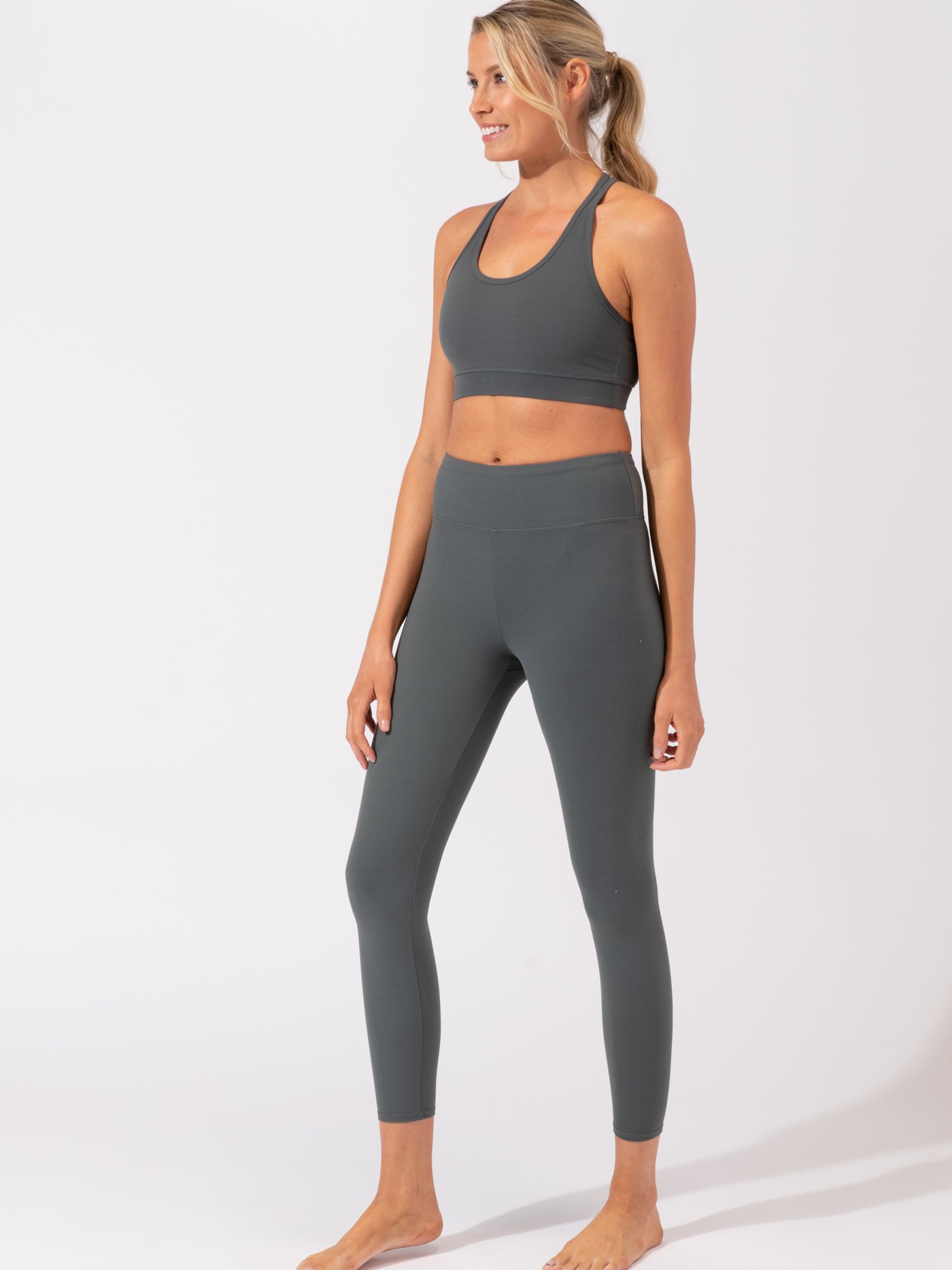 Comfort Fit Ankle Length Legging in Charcoal Gray High-Rise