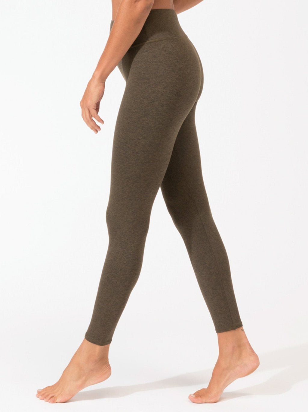 Comfort Fit High-Rise Ankle Leggings in Olive Green