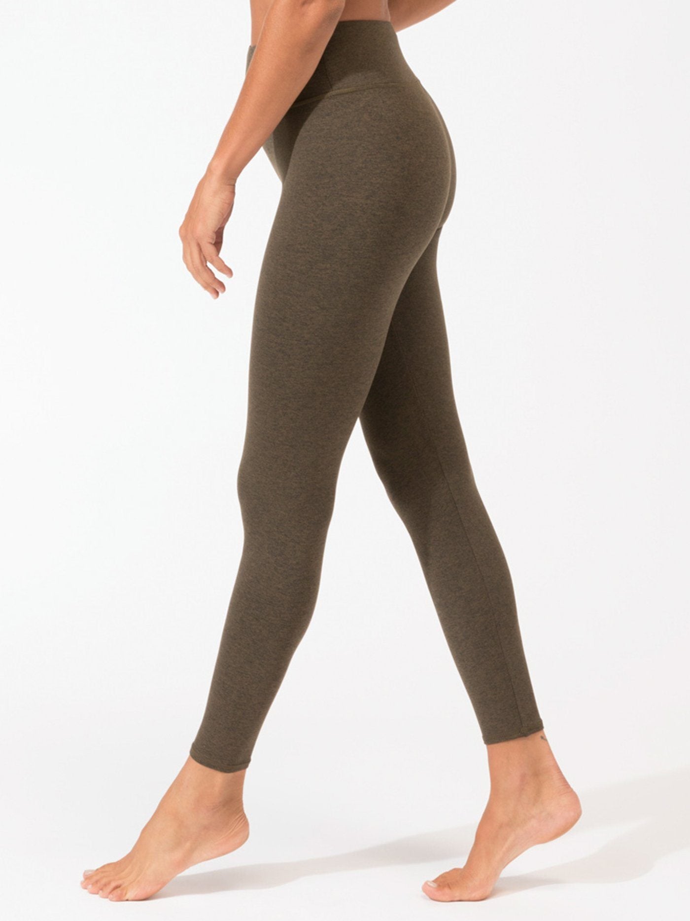 Comfort Fit High-Rise Ankle Leggings in Olive Green