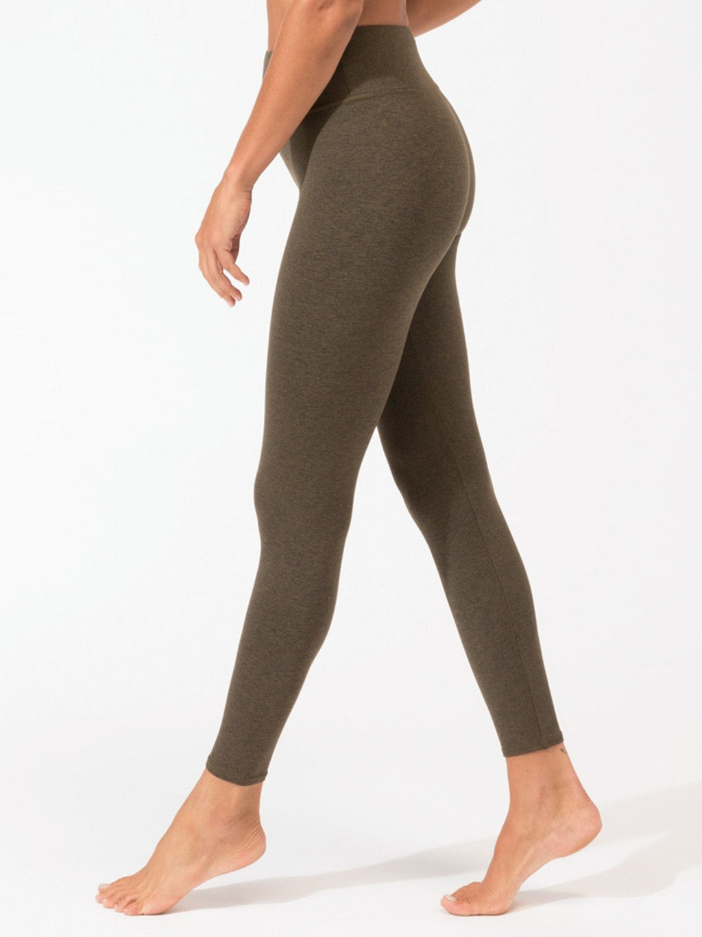 Comfort Fit Full Length Leggings in Olive Green