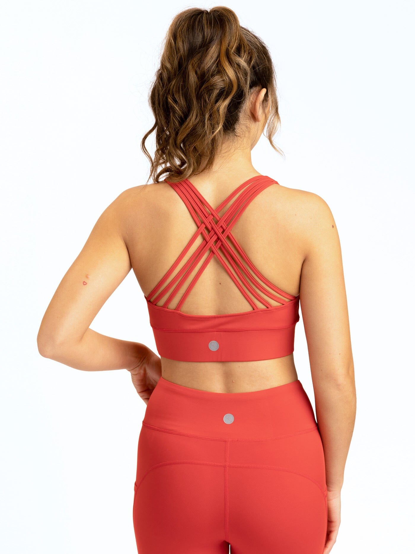 Vibrant Red Strappy Sports Bra - Fitted Athletic Crop Top