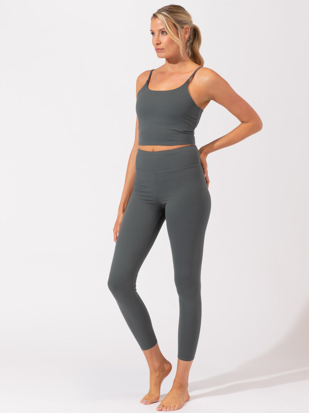 Comfort Fit Full Length Leggings for Women in Charcoal Grey