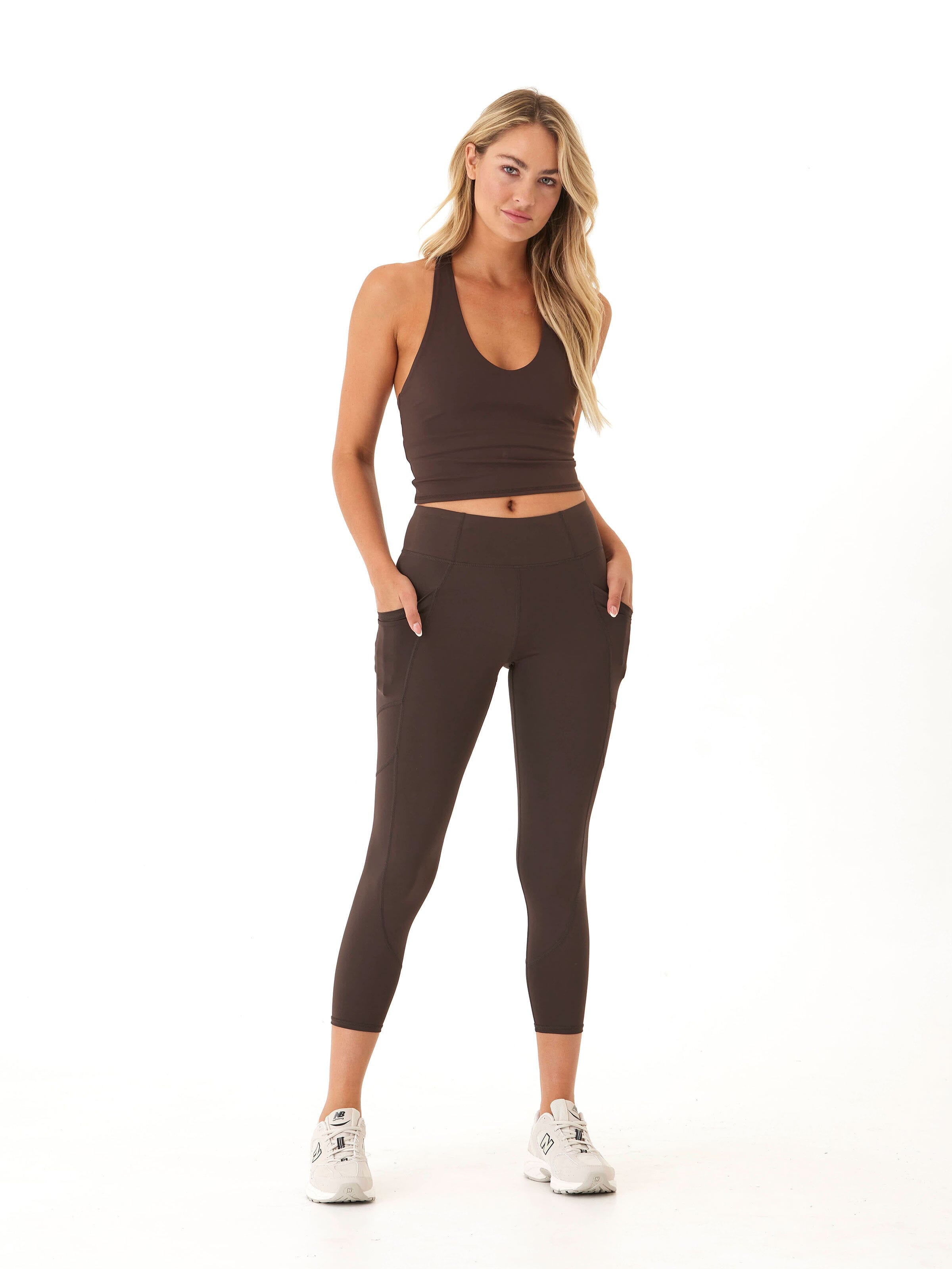 Zorah Eco Compression Longline Sports Bra in Dark Brown