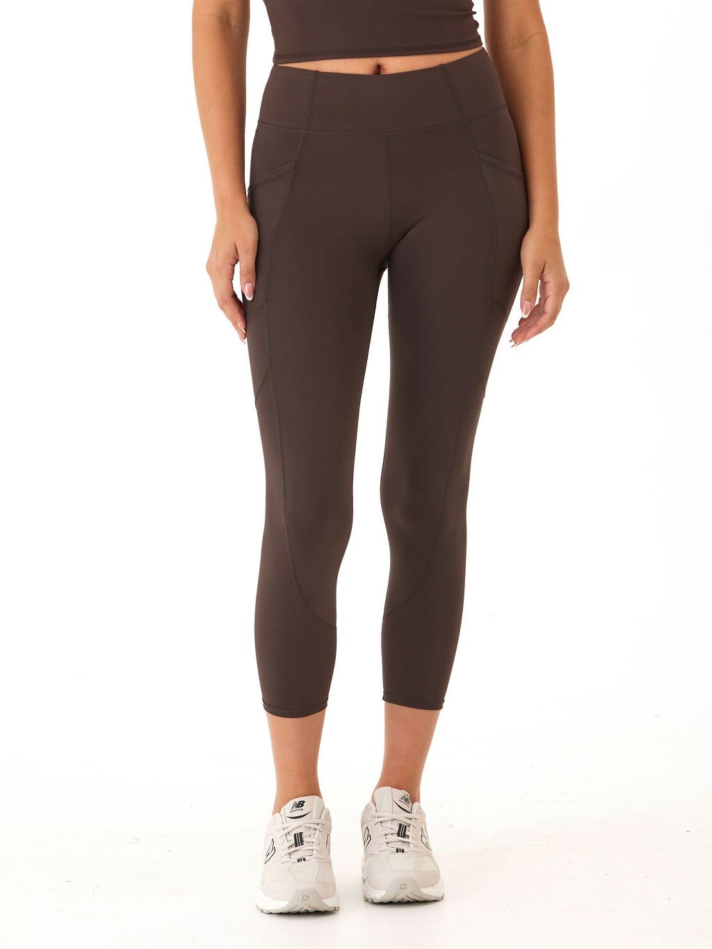 Rita High Rise 7/8 Sport Legging with Pockets in Espresso-Brown