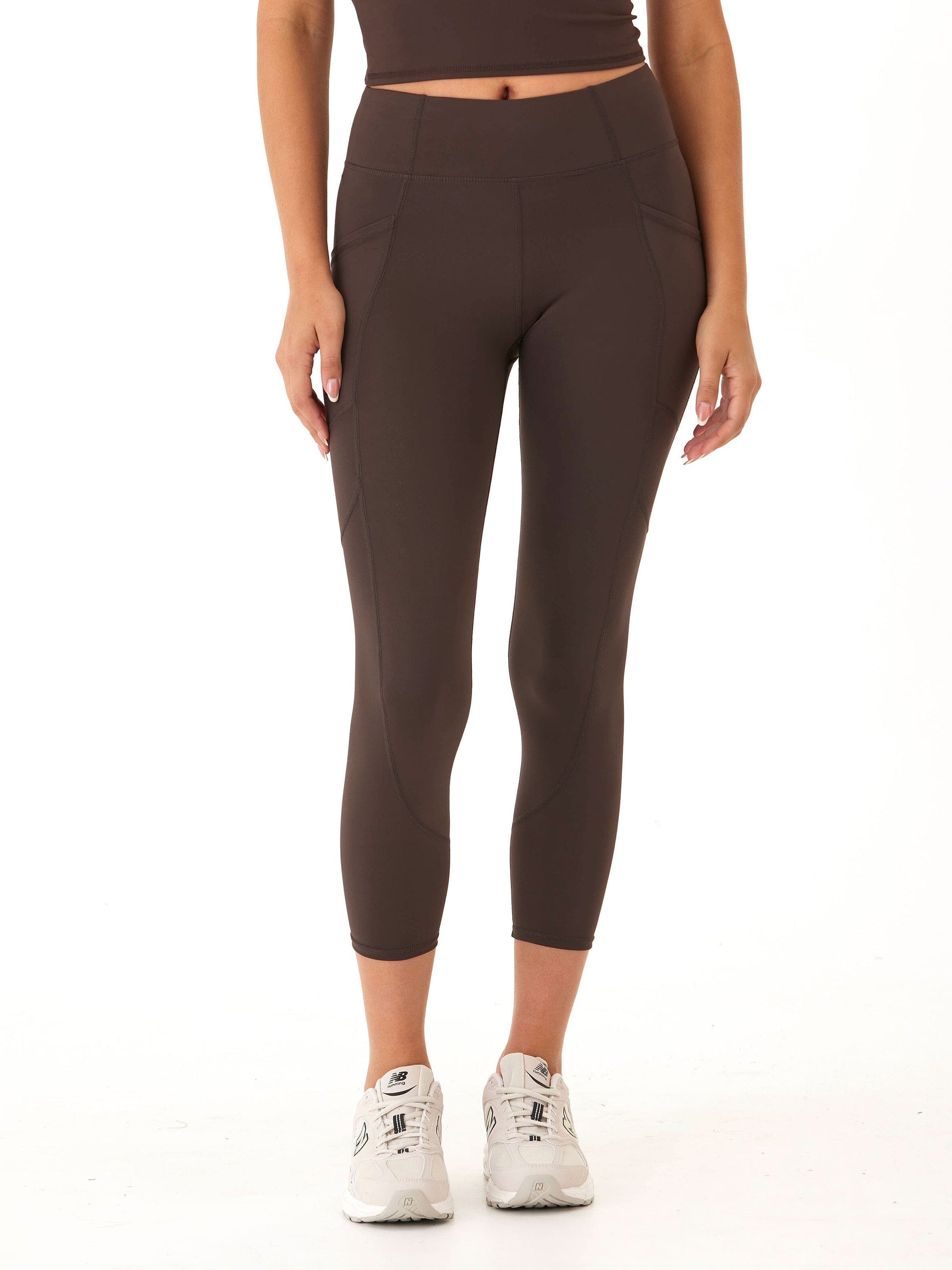 Rita High Rise 7/8 Sport Legging with Pockets in Espresso-Brown
