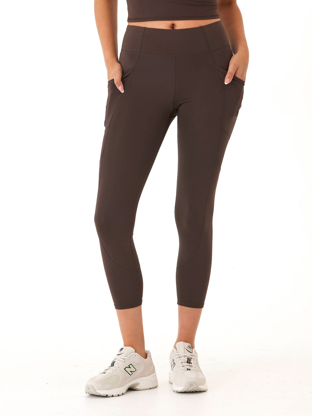 Rita High Rise 7/8 Sport Legging with Pockets in Espresso-Brown