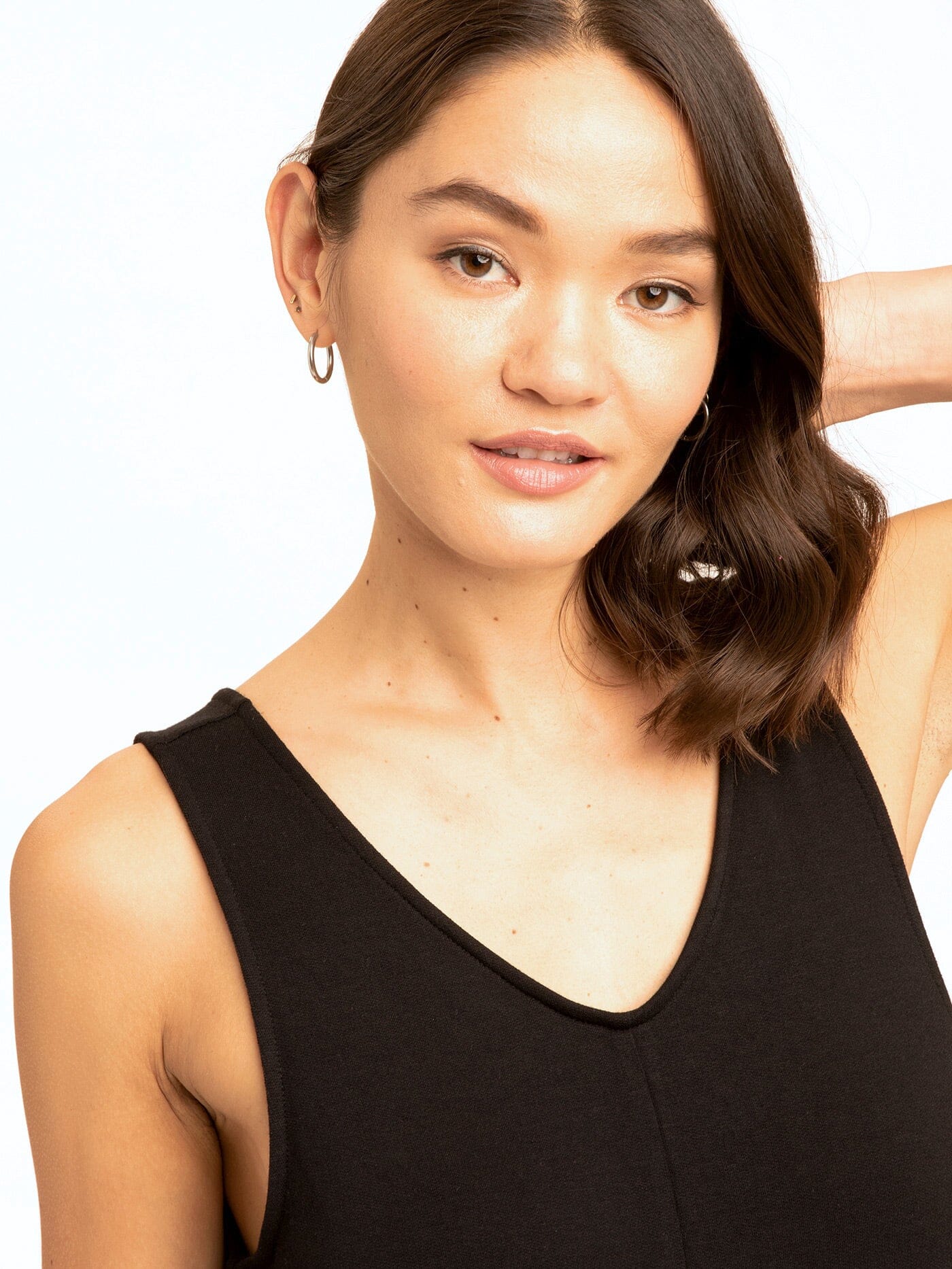 Rainey Patch Pocket Jumpsuit: Relaxed Sleeveless Black Wide-Leg