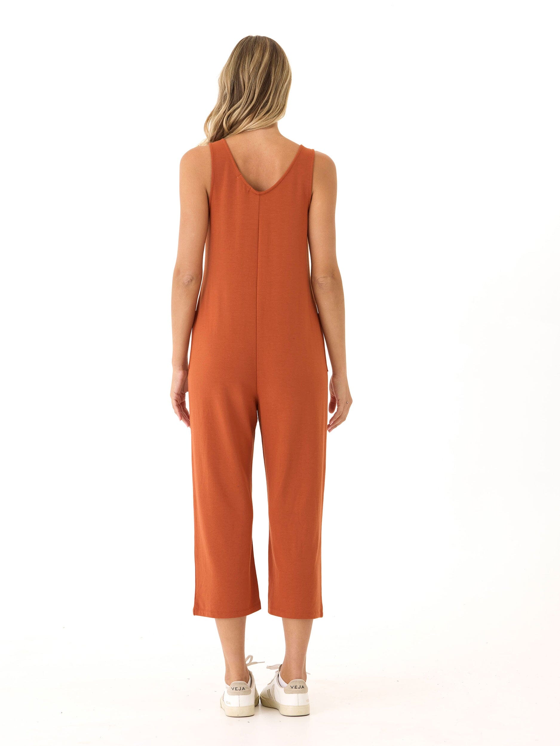 Rainey Patch Pocket Jumpsuit: Sleeveless Relaxed Wide-Leg Ankle