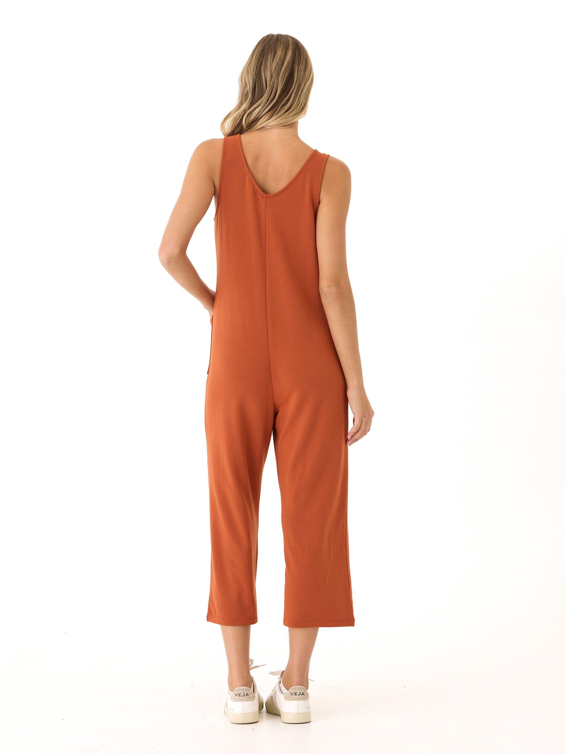 Rainey Patch Pocket Jumpsuit: Sleeveless Relaxed Wide-Leg Ankle