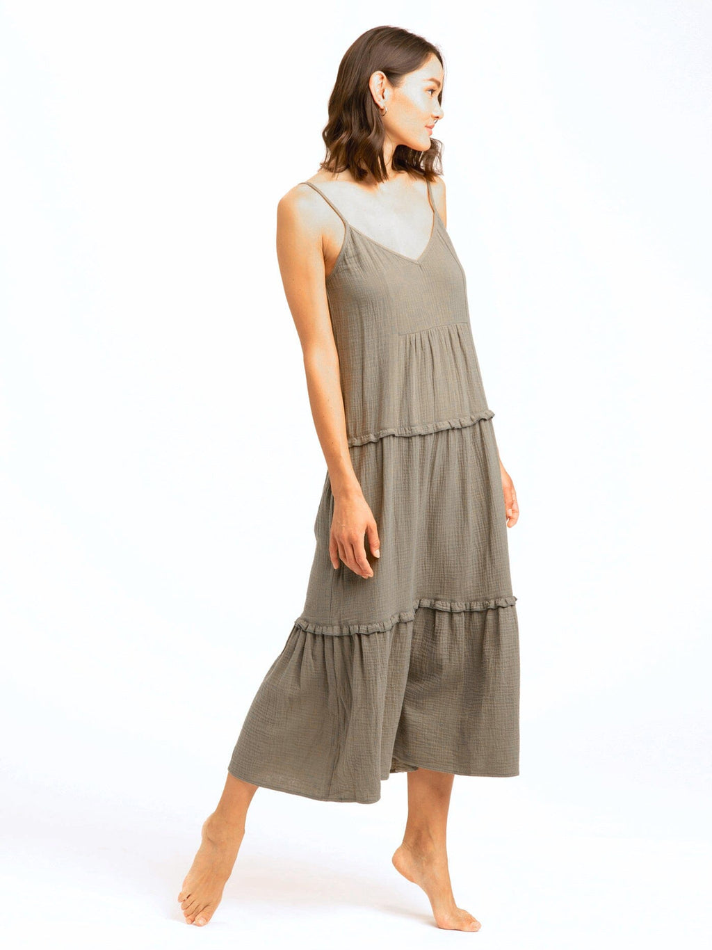 Gina Organic Cotton Gauze Tiered Ruffle Dress
