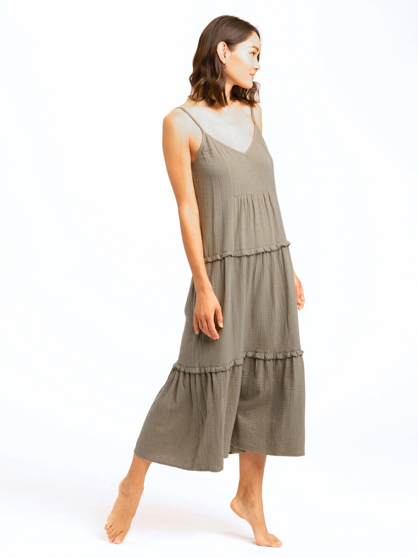 Gina Organic Cotton Gauze Tiered Ruffle Dress