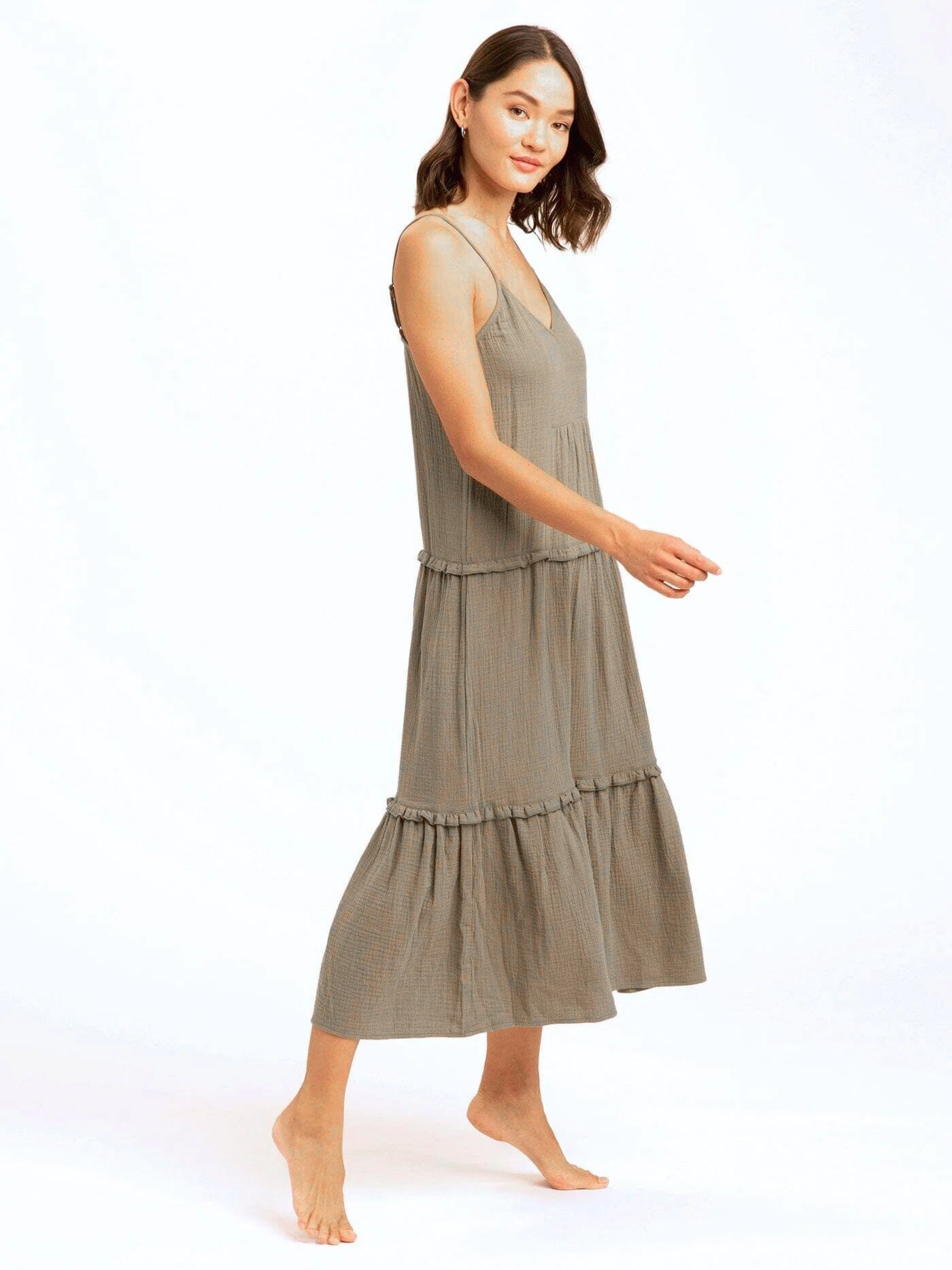 Gina Organic Cotton Gauze Tiered Ruffle Dress