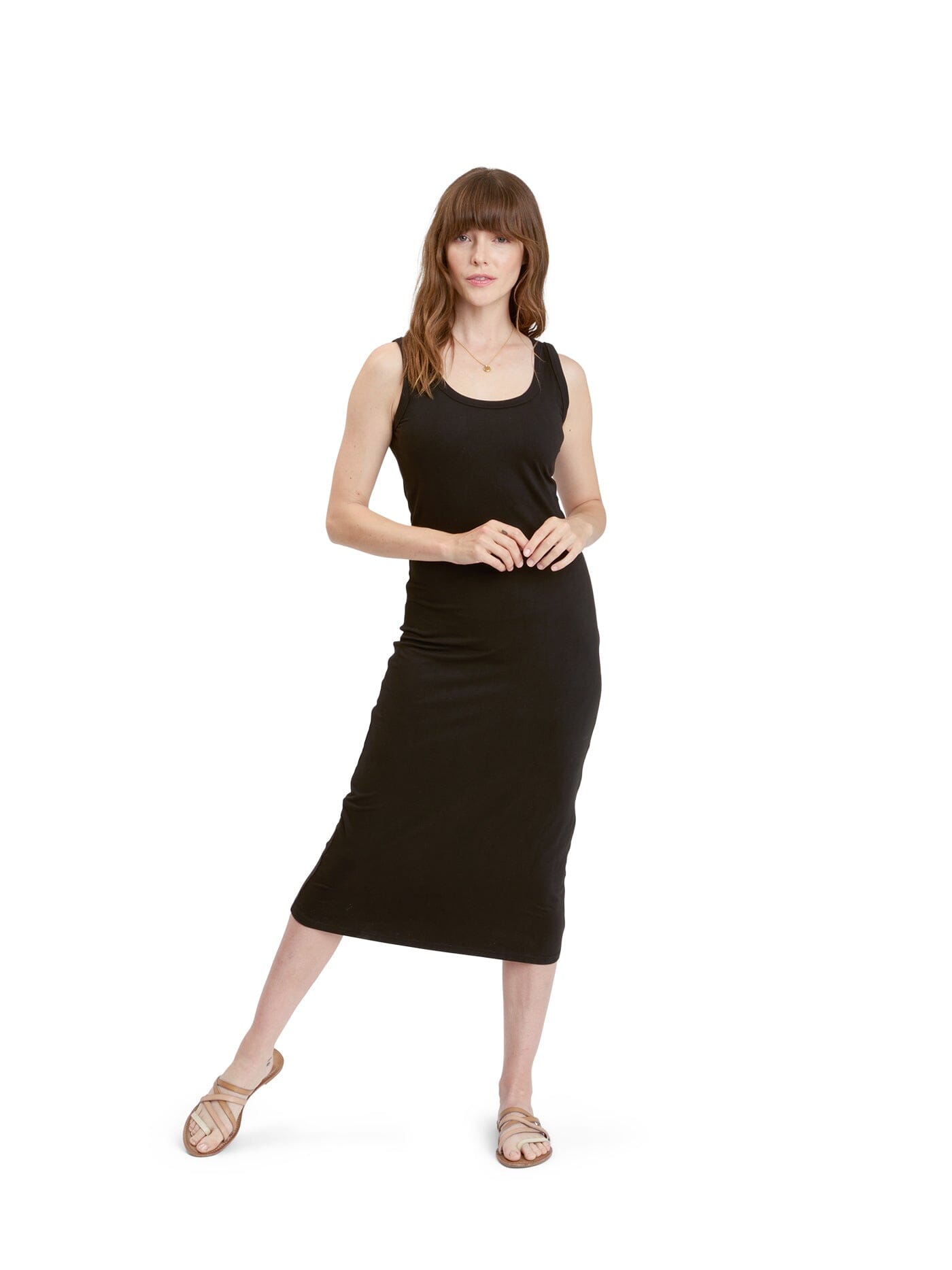Black Luxe Jersey Midi Tank Dress