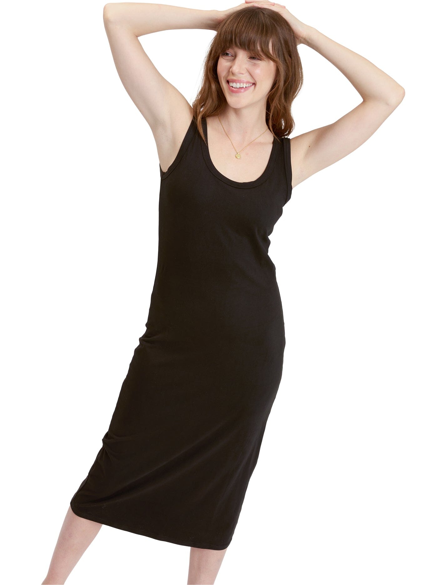 Black Luxe Jersey Midi Tank Dress