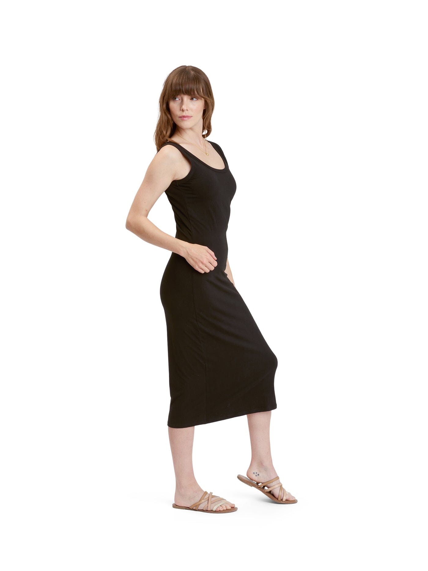 Black Luxe Jersey Midi Tank Dress