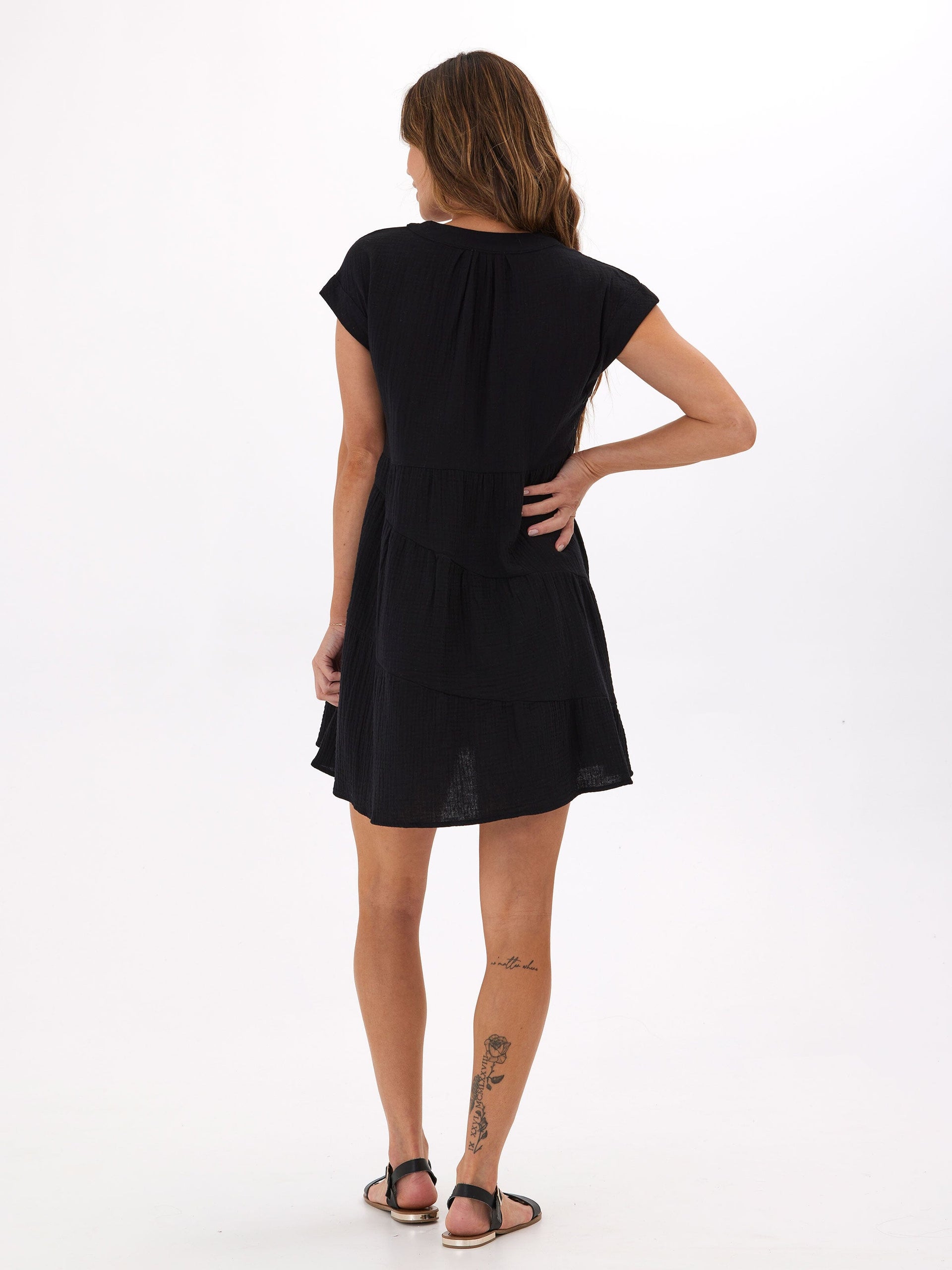 Organic Cotton Gauze Asymmetrical Dress - Lightweight Summer Midi