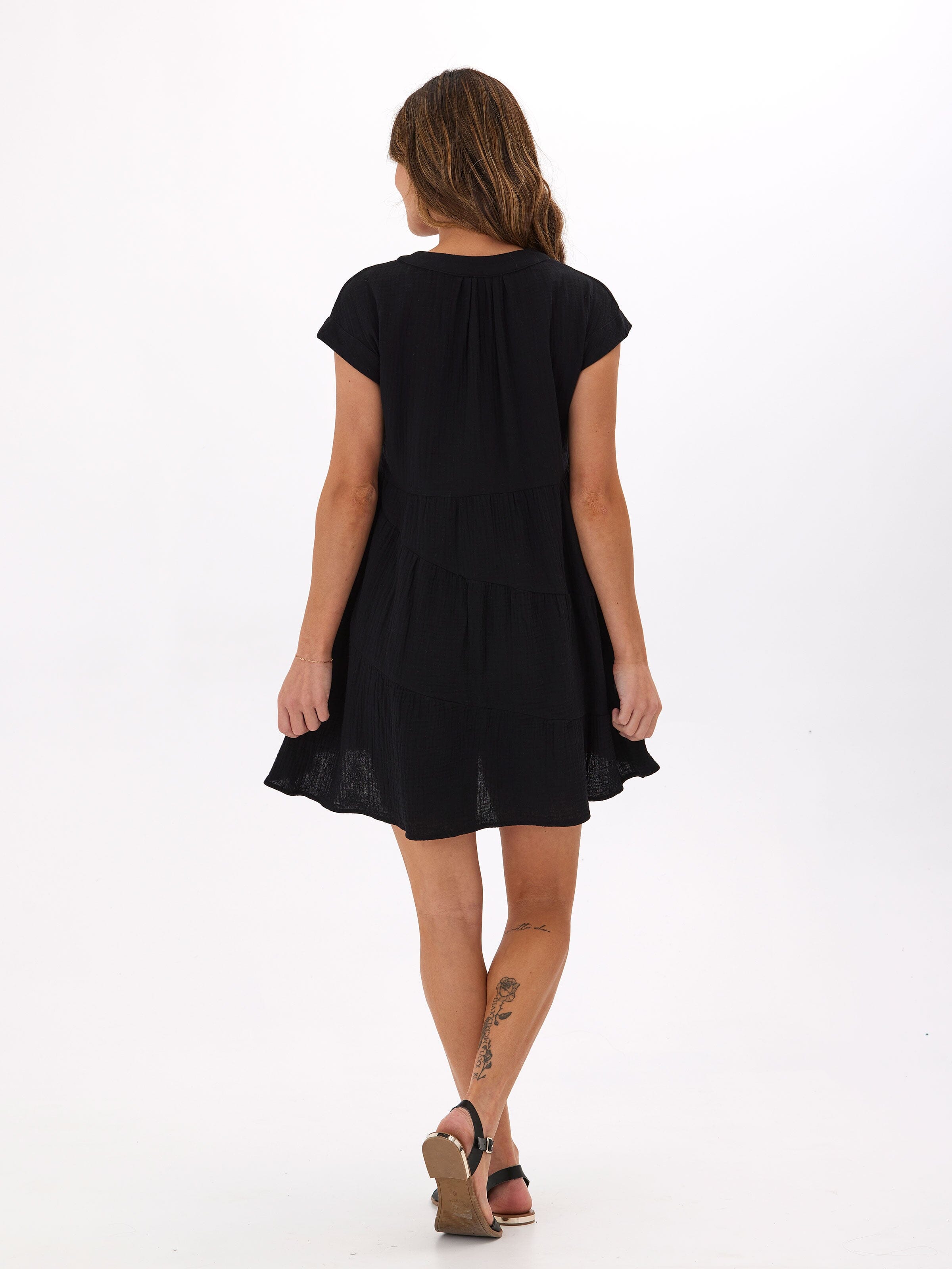 Organic Cotton Gauze Asymmetrical Dress - Lightweight Summer Midi