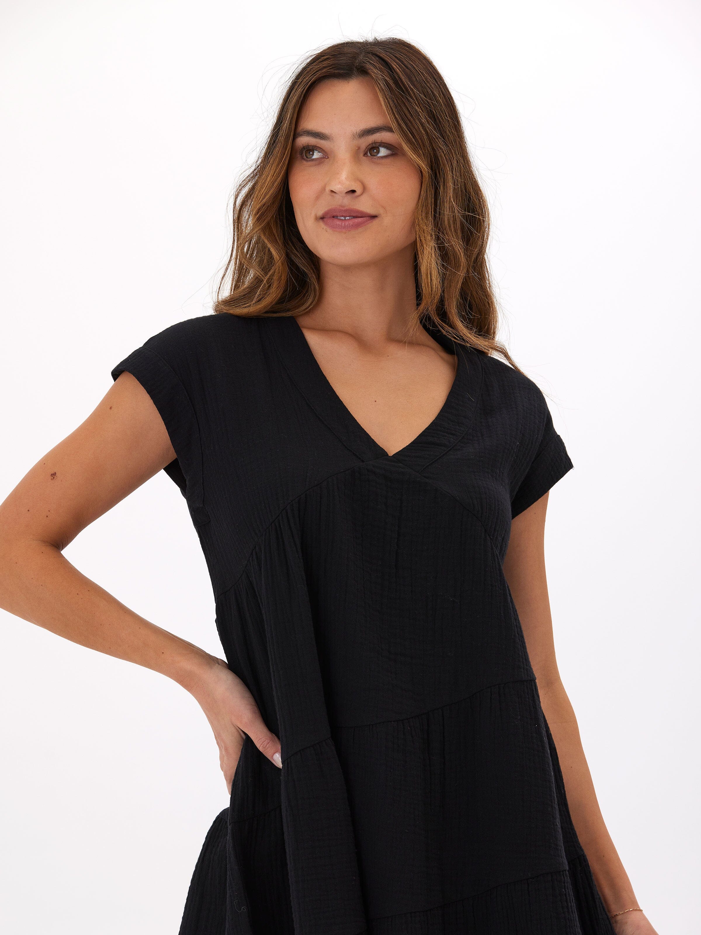 Organic Cotton Gauze Asymmetrical Dress - Lightweight Summer Midi
