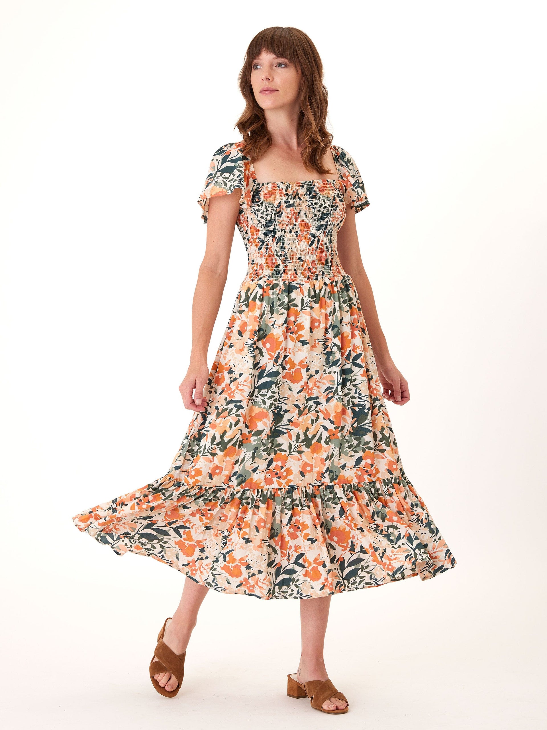 Josette Printed Tencel Midi Dress in Floral Print