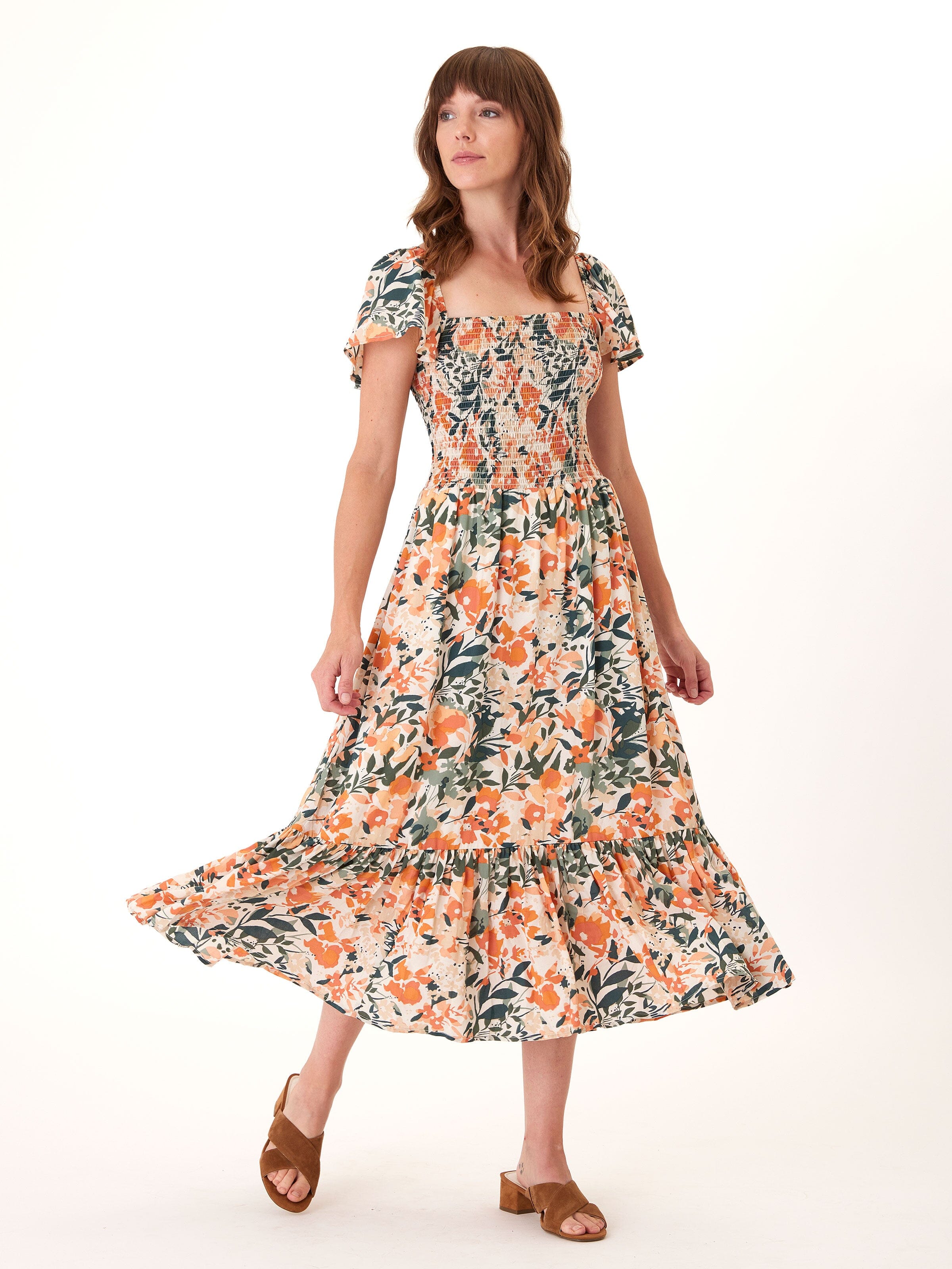 Josette Printed Tencel Midi Dress in Floral Print