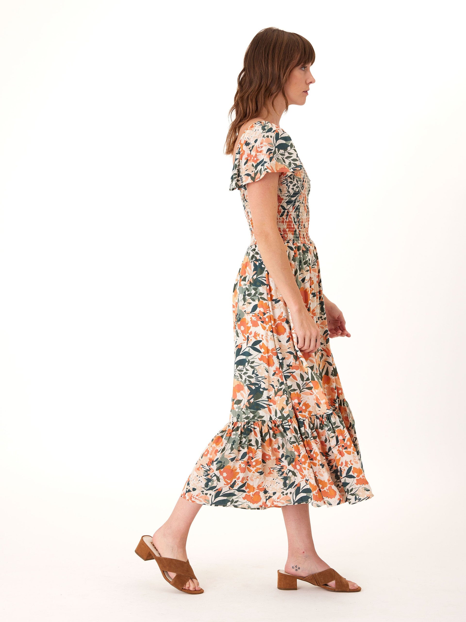 Josette Printed Tencel Midi Dress in Floral Print