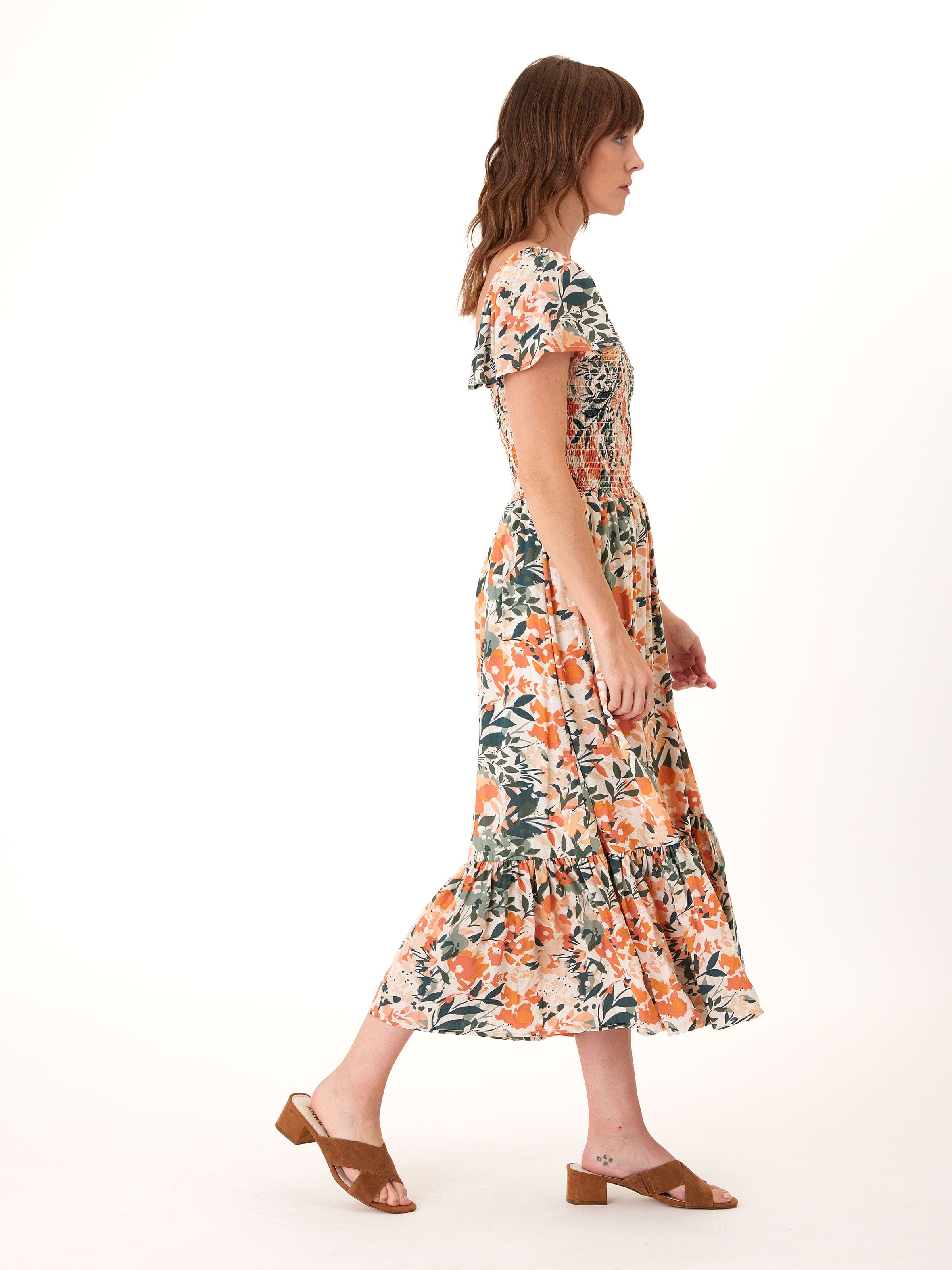 Josette Printed Tencel Midi Dress in Floral Print