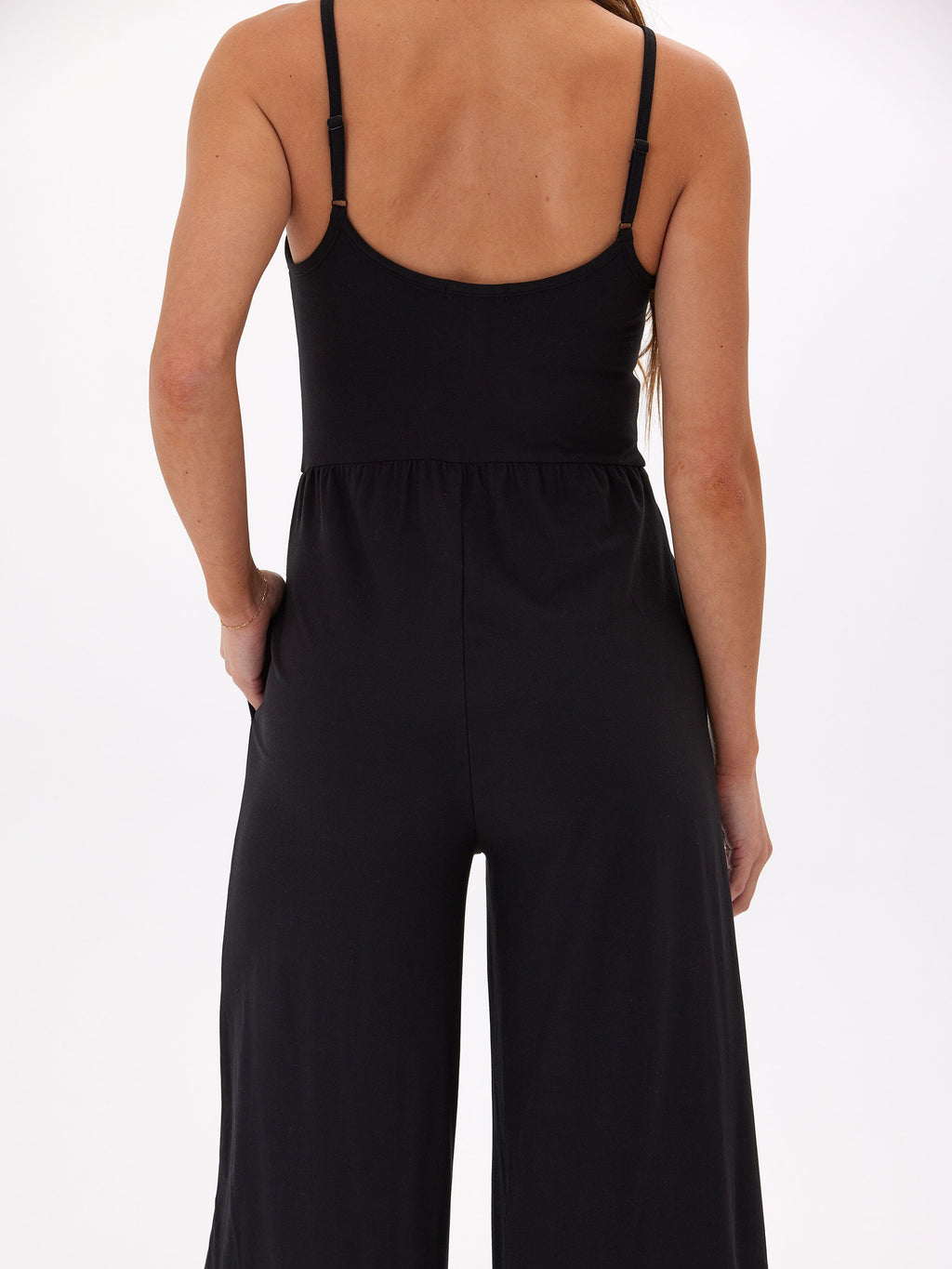 Tansie Luxe Jersey Wide-Leg Jumpsuit in Black - Sleeveless Scoop