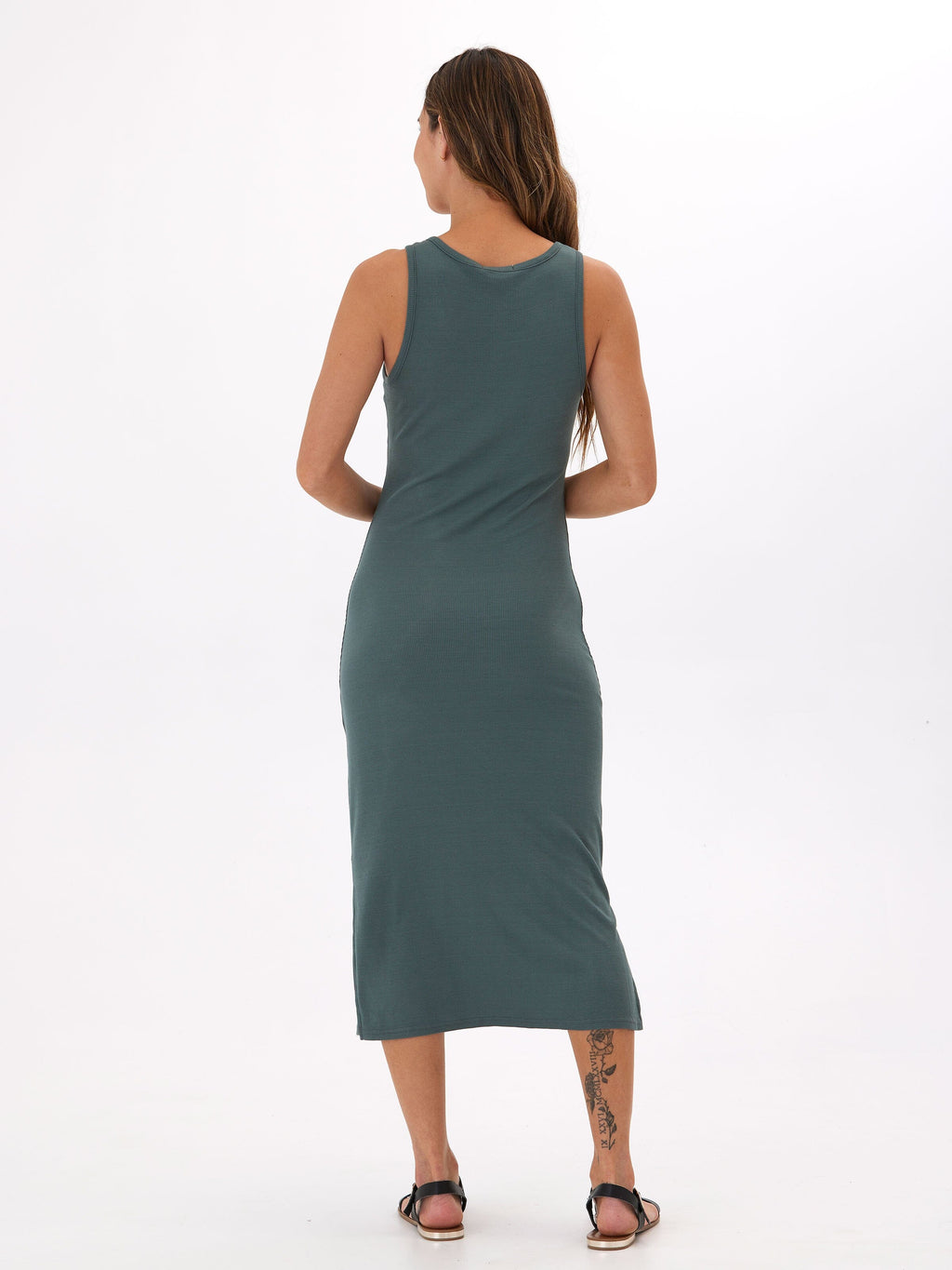 Feather Rib Henley Tank Dress - Comfortable Sleeveless Mini