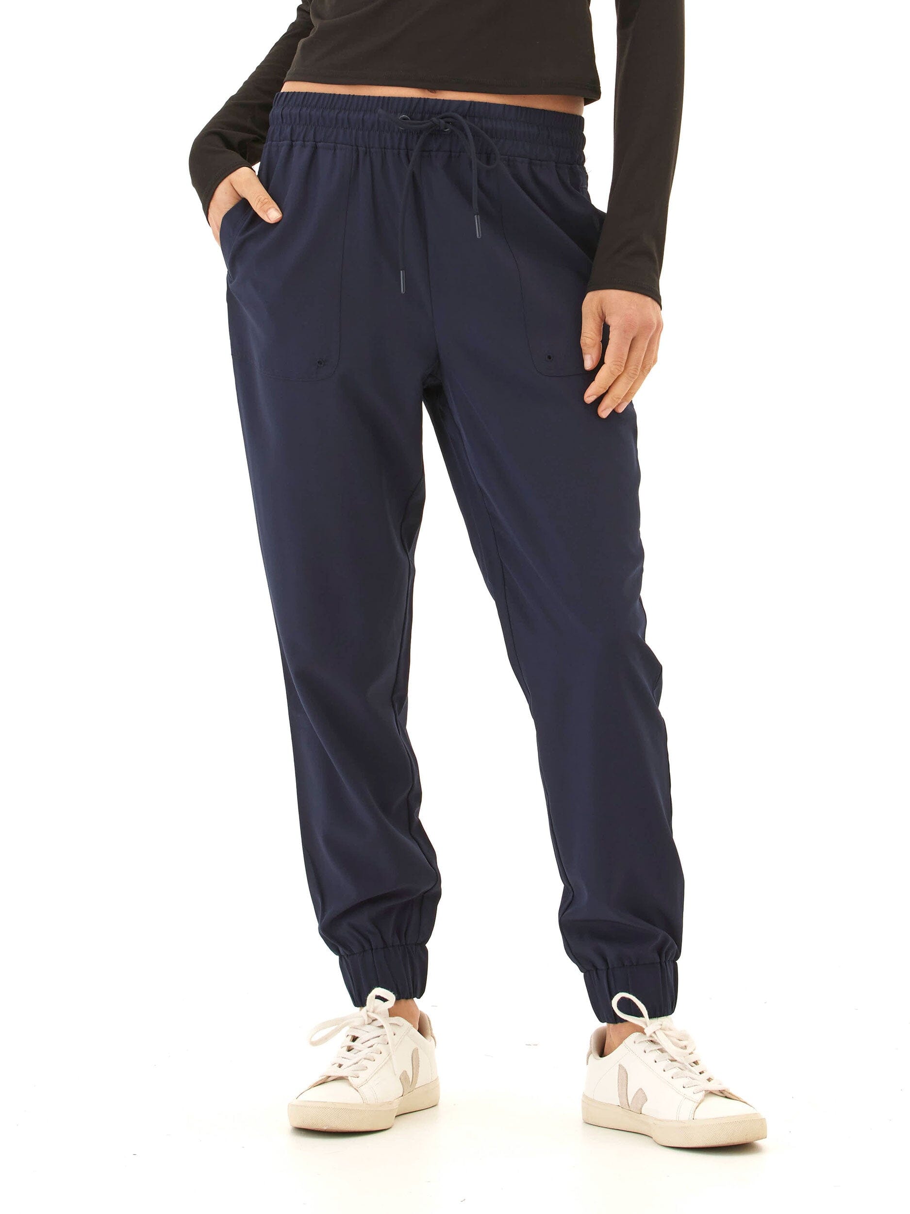 Trysha Ultrastretch Woven Jogger – Navy Blue Relaxed Fit Pants